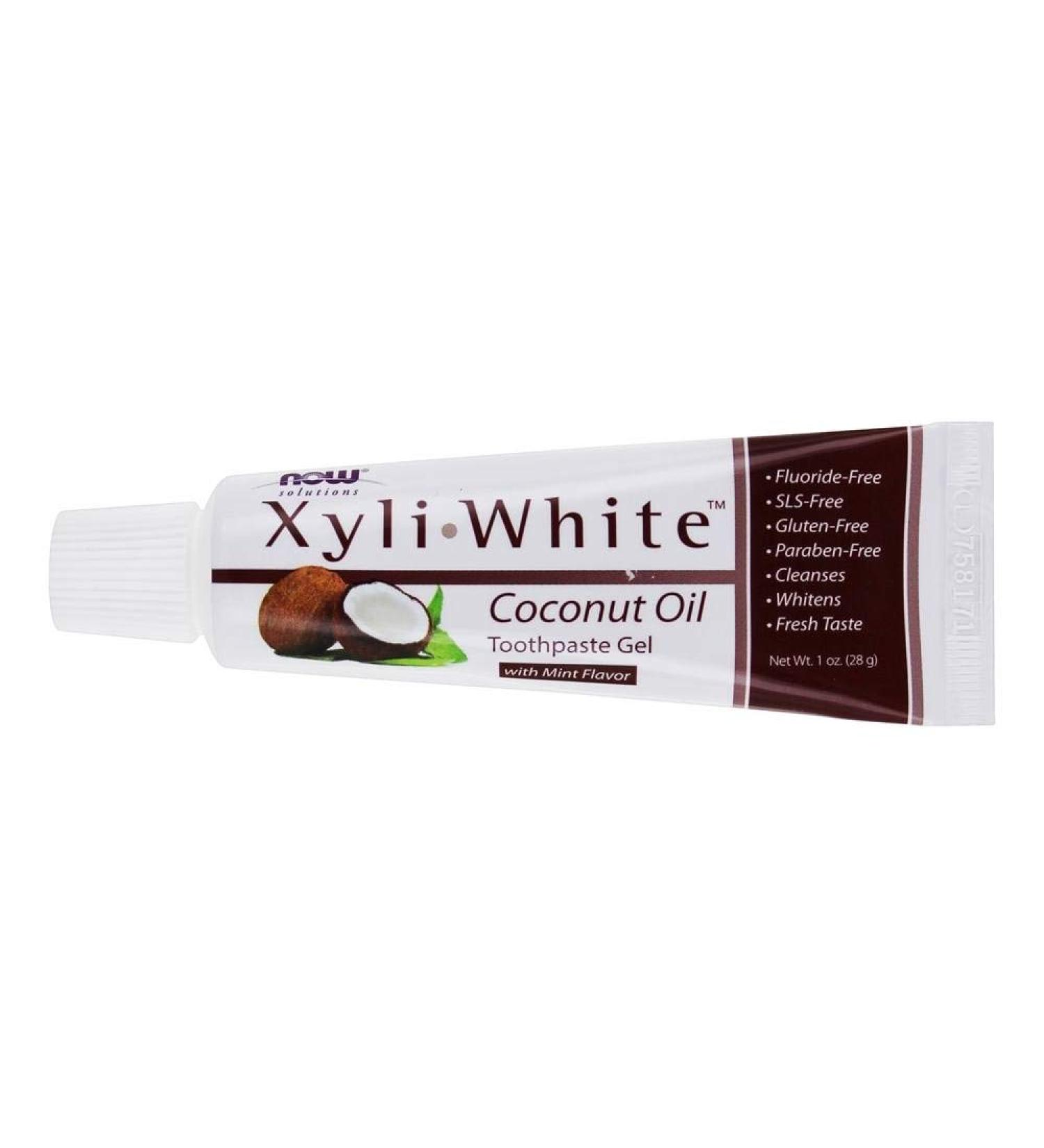 Now Foods XyliWhite Coconut Oil Mint Toothpaste Gel 1 oz | Natural Whitening & Fresh Breath - Buy Online on GoSupps.com