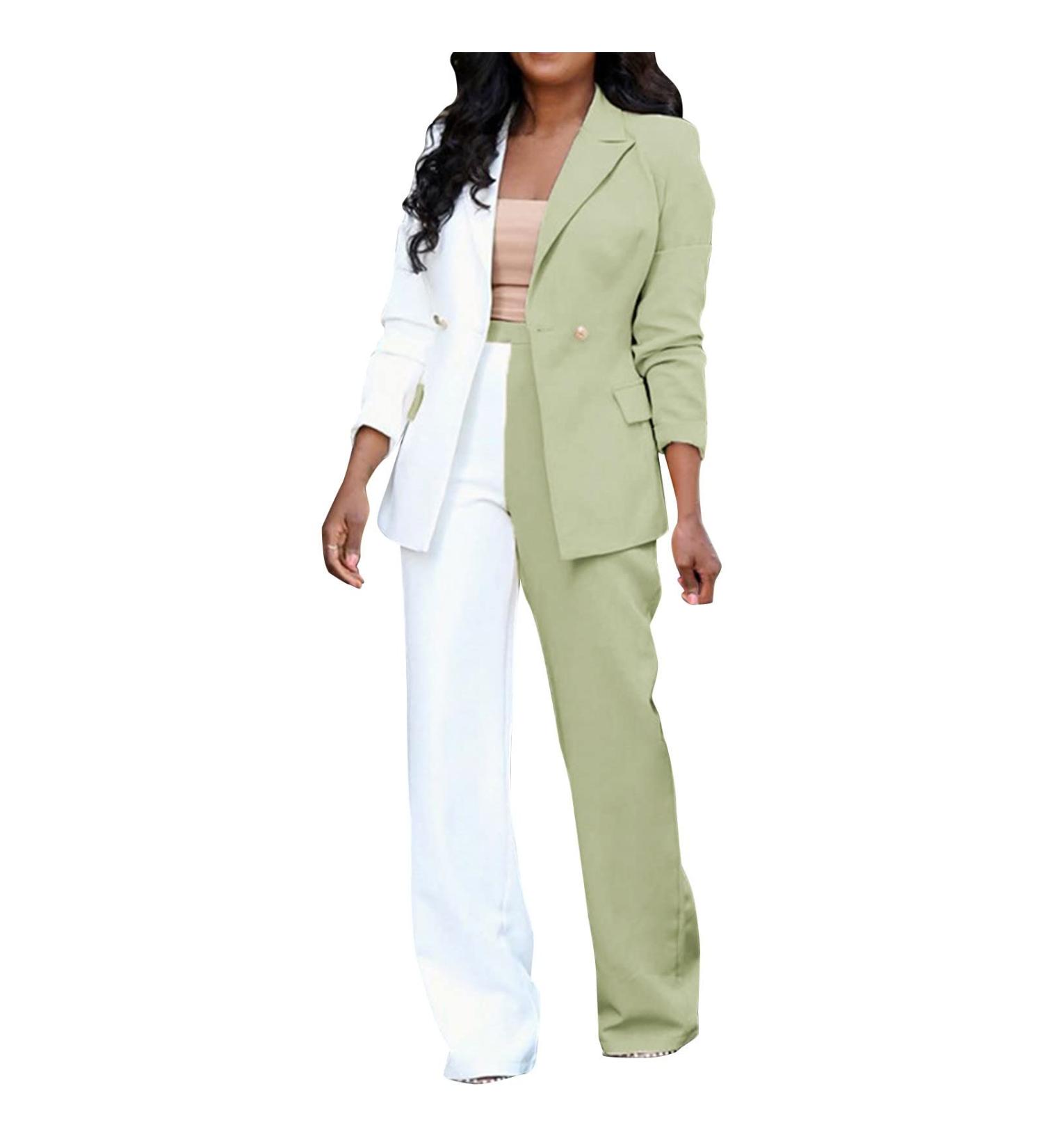 Women's Wedding Pantsuit | Casual Solid Long Sleeve Suit Set | S1-green | XX-Large - Buy Online on GoSupps.com