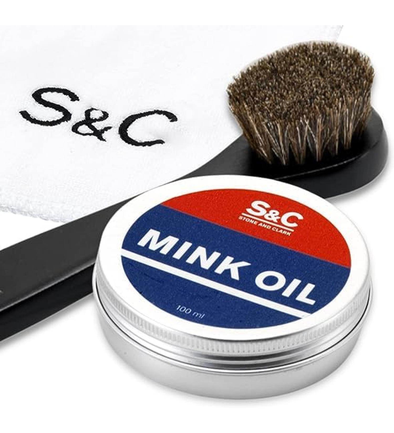 Stone and Clark Mink Oil for Leather Boots 3.5 oz. with Shoe Polish Applicator - Leather Conditioner & Protector for Boots, Belts, and More - Buy Online on GoSupps.com