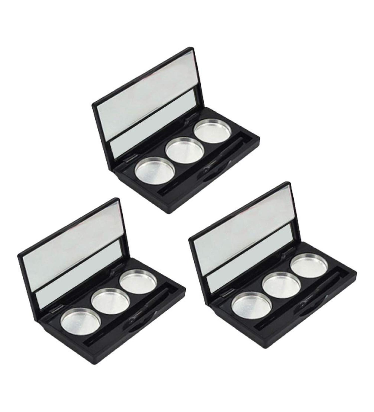 Minkissy 3-Piece Empty Makeup Palette - Portable Folding Eyeshadow Case for Travel | Ideal Container for Lip Balm Creams & Cosmetics - 26mm - Buy Online on GoSupps.com