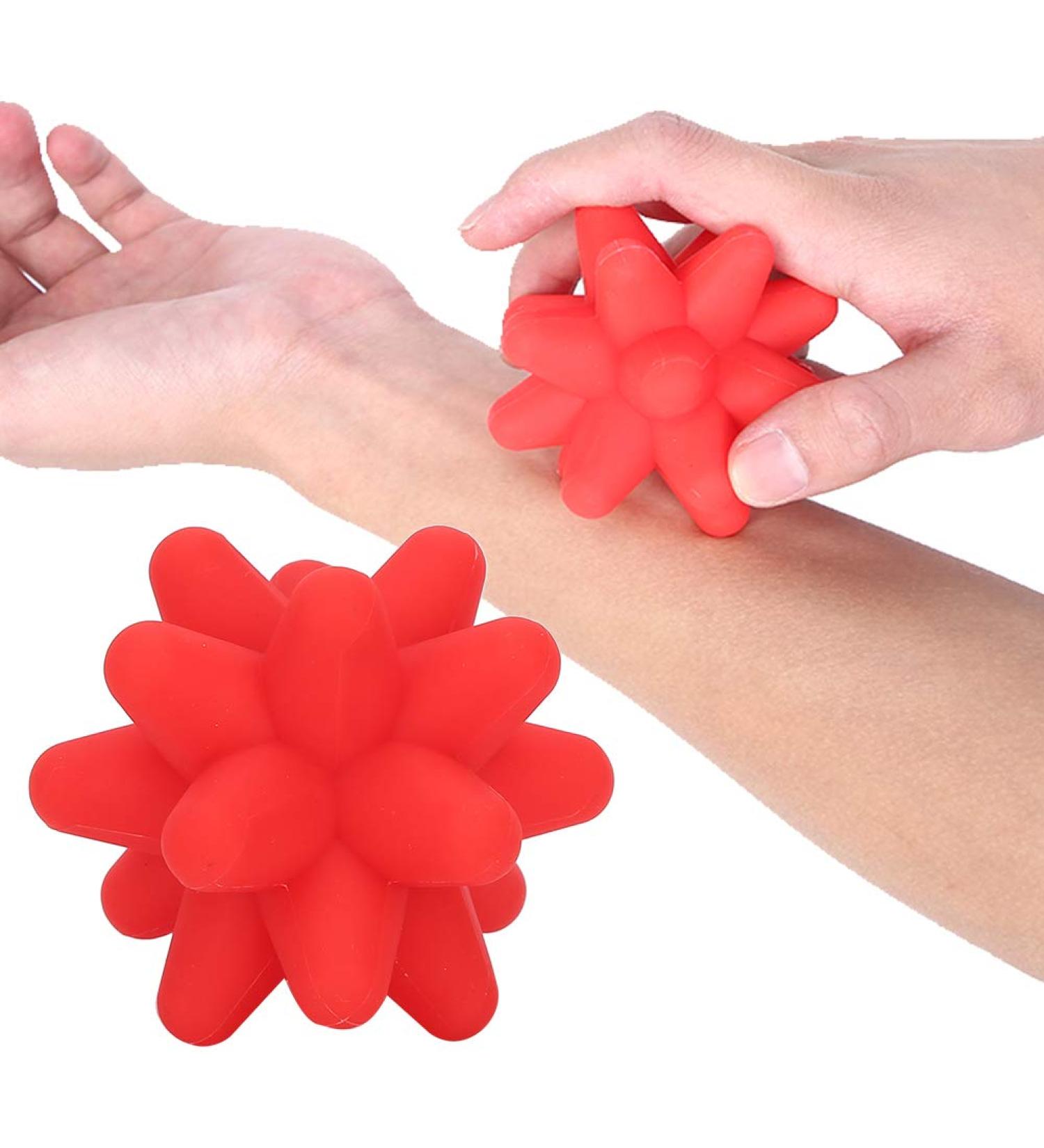 Silicone Massage Ball for Myofascial & Muscle Relaxation - Acupuncture & Deep Tissue Massager - Red Fitness Massage Ball - Buy Online on GoSupps.com