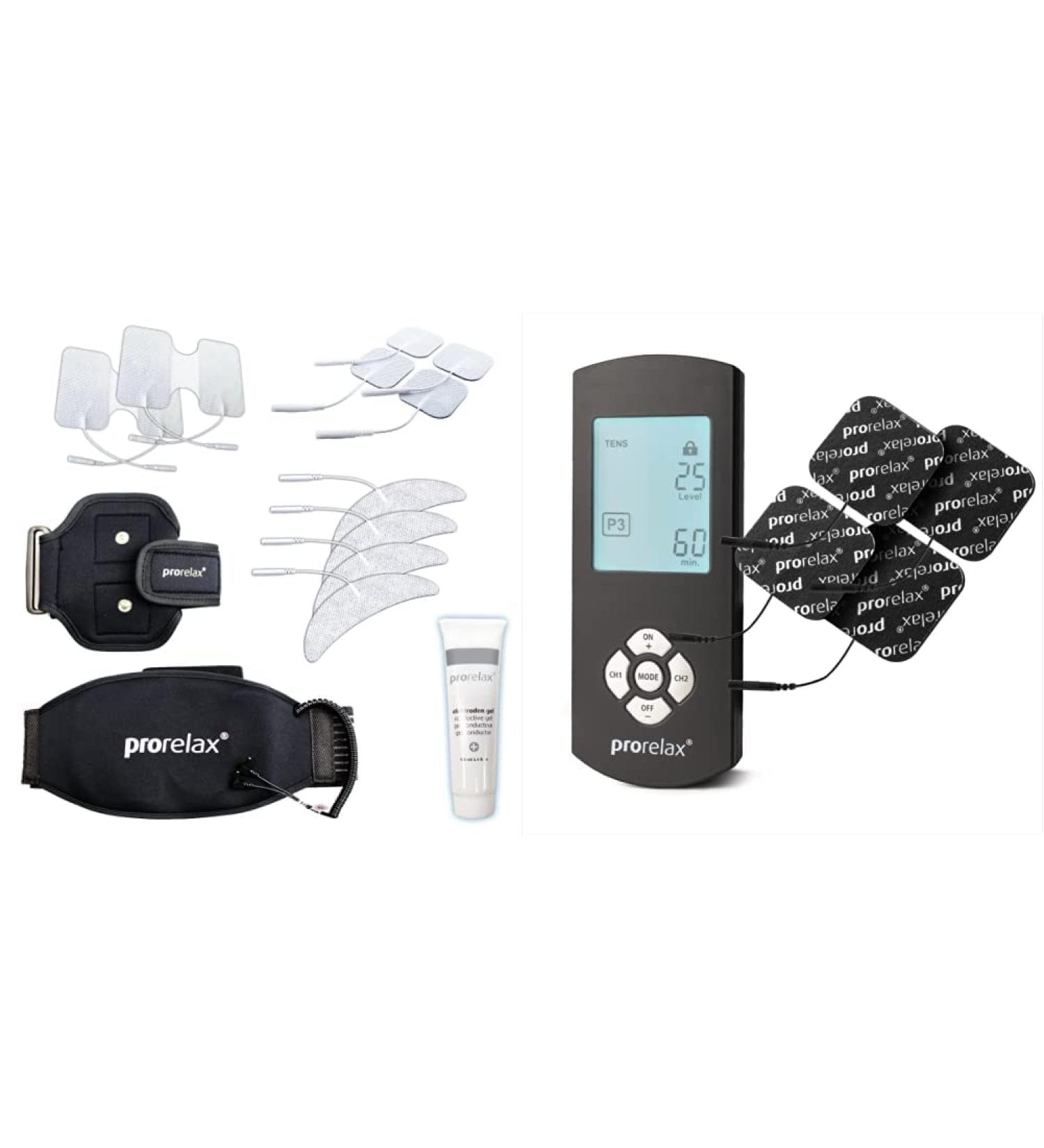 Prorelax TENS & EMS Duo Comfort Blackline | Extensive Accessory Set for Electrotherapy | Muscle Building & Chronic Pain Relief Device | International Shipping Available - Buy Online on GoSupps.com