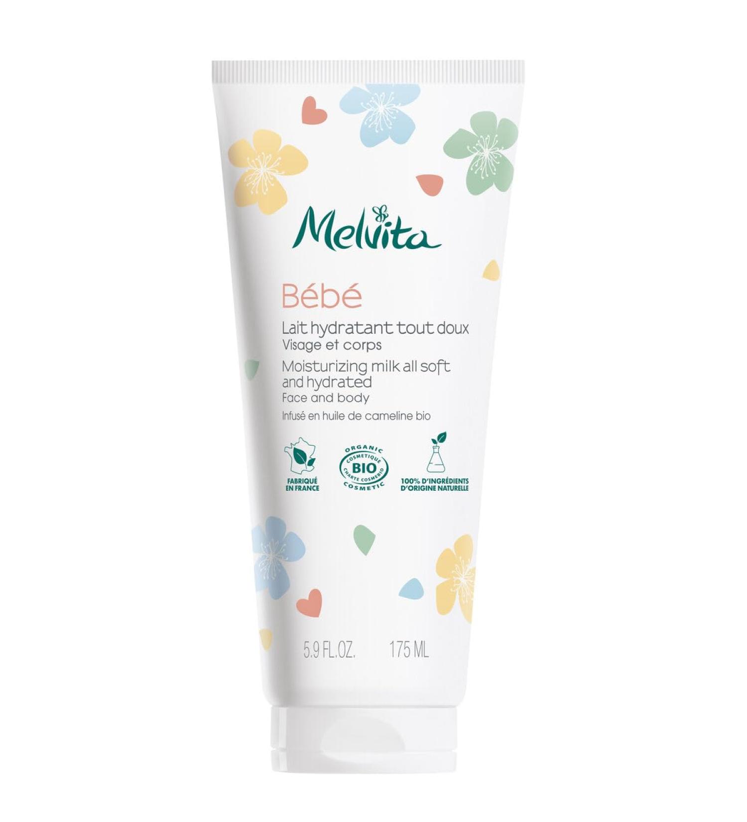 Melvita Lait hydratant bio doux pour b b s formule l g re et naturelle p n tre rapidement hydrate durablement test dermatologiquement id al pour peaux sensibles - 200 ml Gamme Soin Bebe