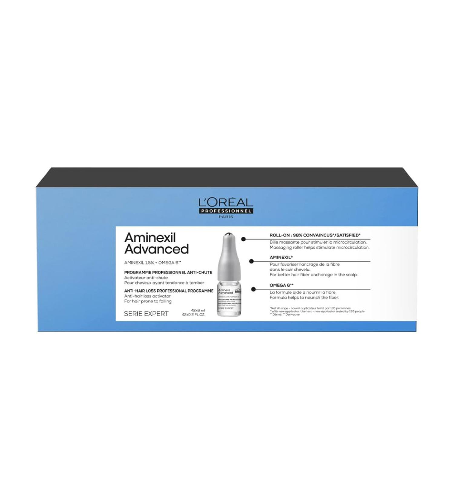 LOr al Professionnel Strengthening Treatment For Weakened Hair with a Tendency to Fall Out Strengthens the Hair Fiber to Combat Hair Loss With Aminexil Aminexil Advanced 42x6 ml - Buy Online on GoSupps.com