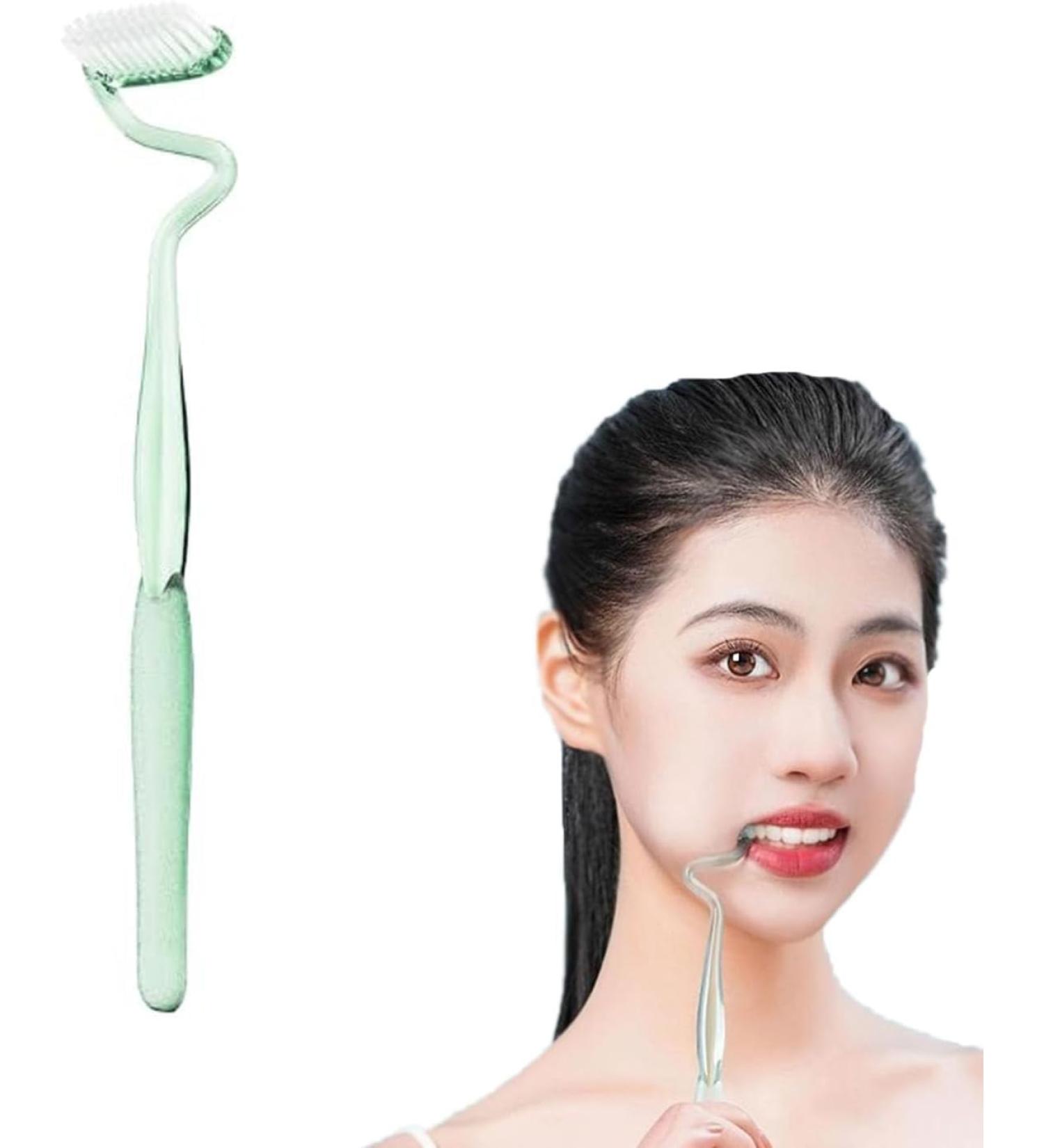 S-Type Vertical Toothbrush for Adults - Soft Tongue Coating Cleans Interdental Spaces Green 1 Piece - Men & Women - Buy Online on GoSupps.com