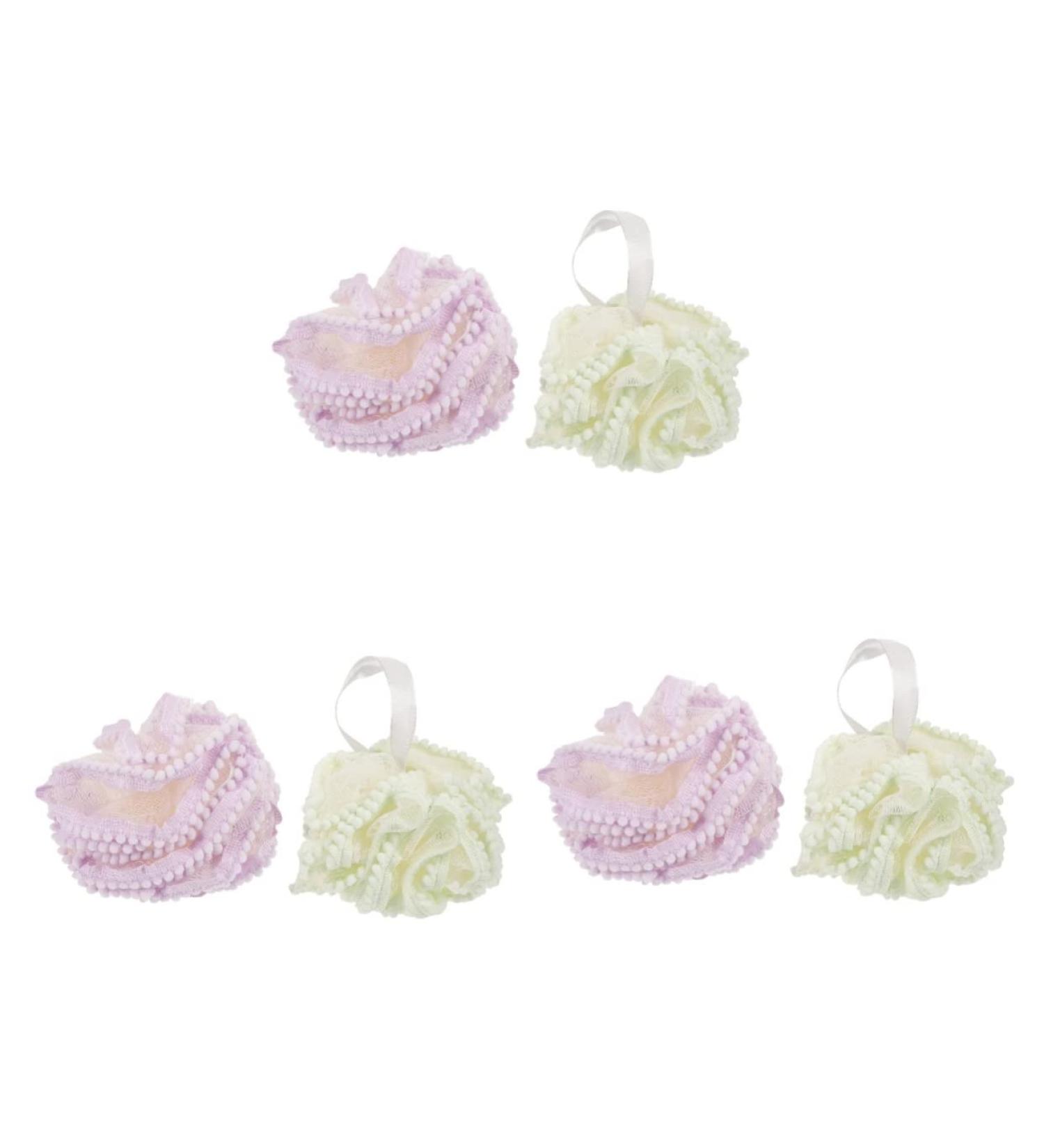 6 Pcs Flower Bath Balls - Exfoliating Mesh Sponge & Shower Scrubber for Travel | Soft Nylon Bath Towel & Back Washer Massage Brush - Buy Online on GoSupps.com