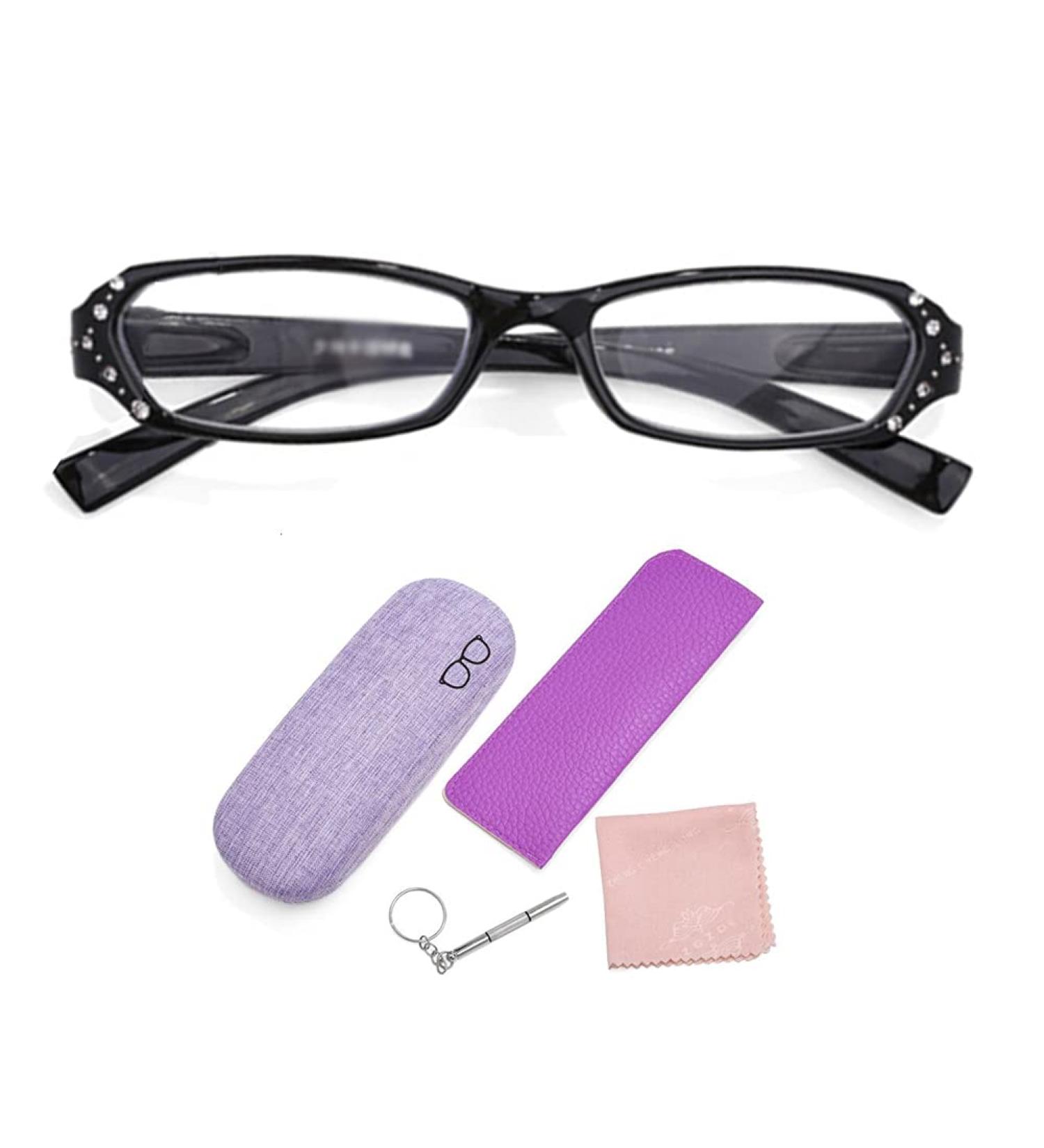 TBHOME Women Blue Light Blocking Reading Glasses | Trendy Rhinestone Spring Hinge | Durable & Comfortable Computer Readers in Black - Shop Now! - Buy Online on GoSupps.com