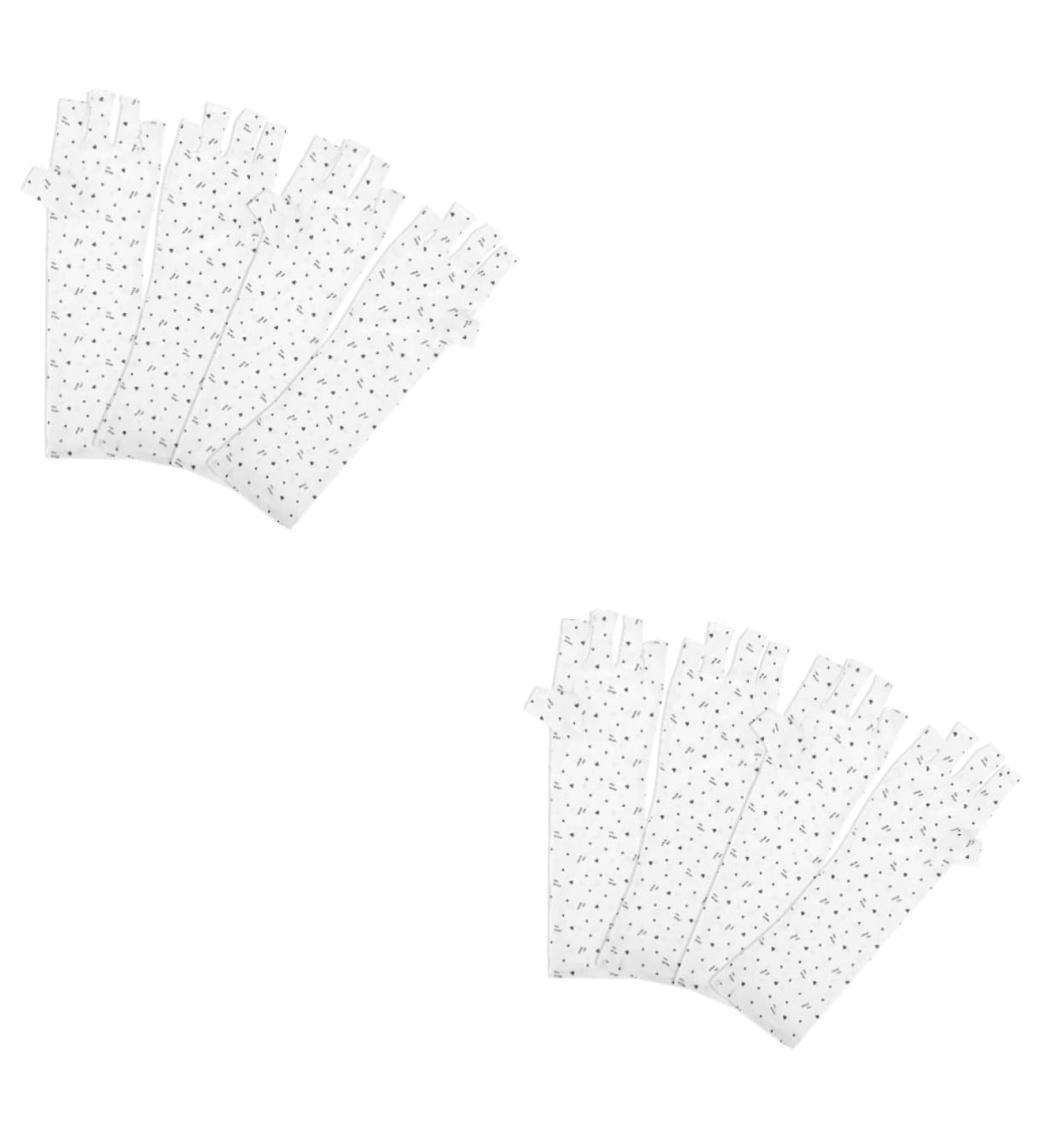 Beavorty 4 Pairs nail gloves gel manicure UV gloves UV gloves for gel manicures fingerless anti UV glove nail molding gel reusable UV gloves Miss white pattern polyester ultra violet light - Buy Online on GoSupps.com