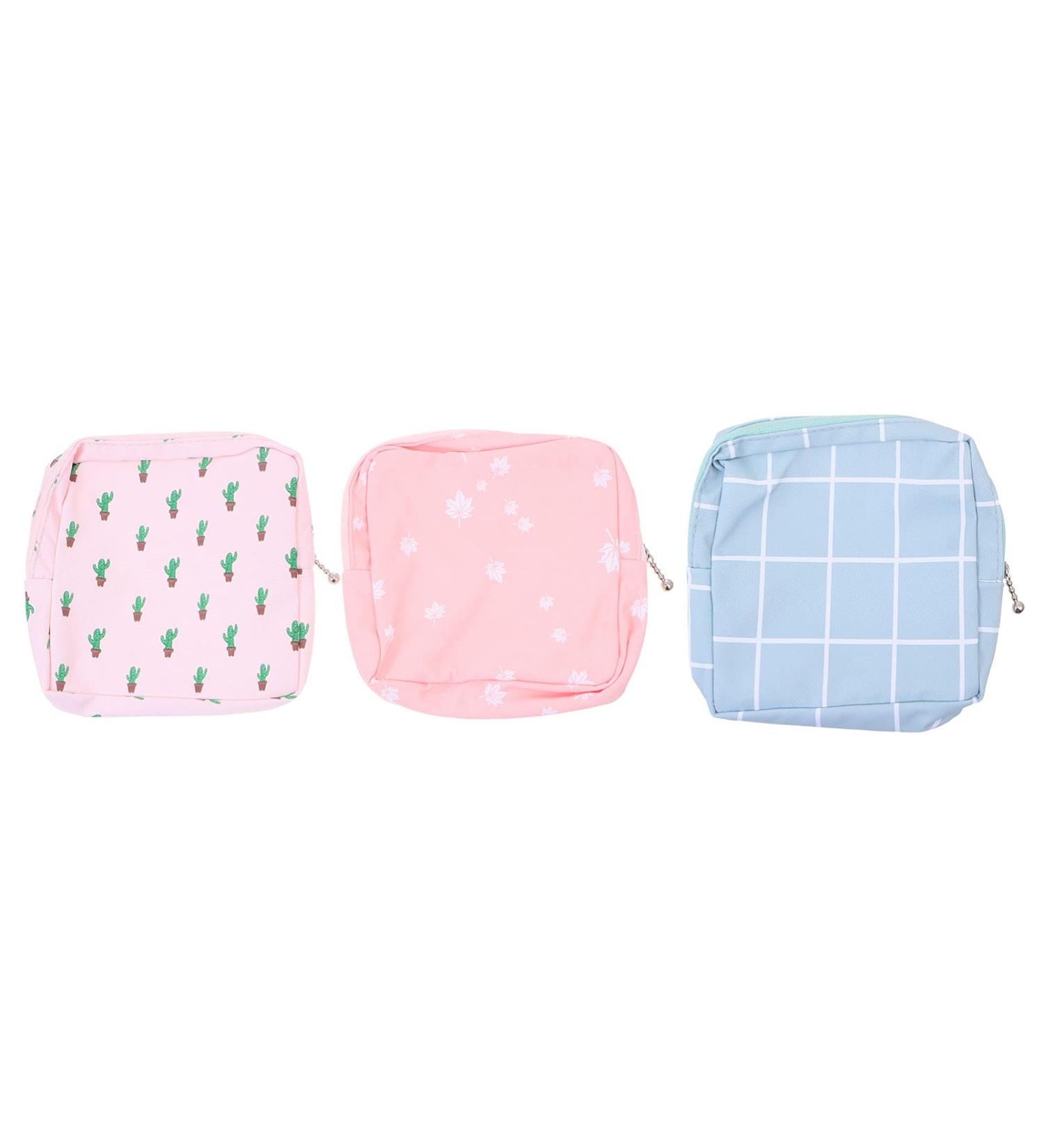 Exceart Storage Pocket Set - 3pcs Menstruation Pad Pouches | Portable Sanitary Napkin & Travel Cosmetic Bags for Teens - Buy Online on GoSupps.com