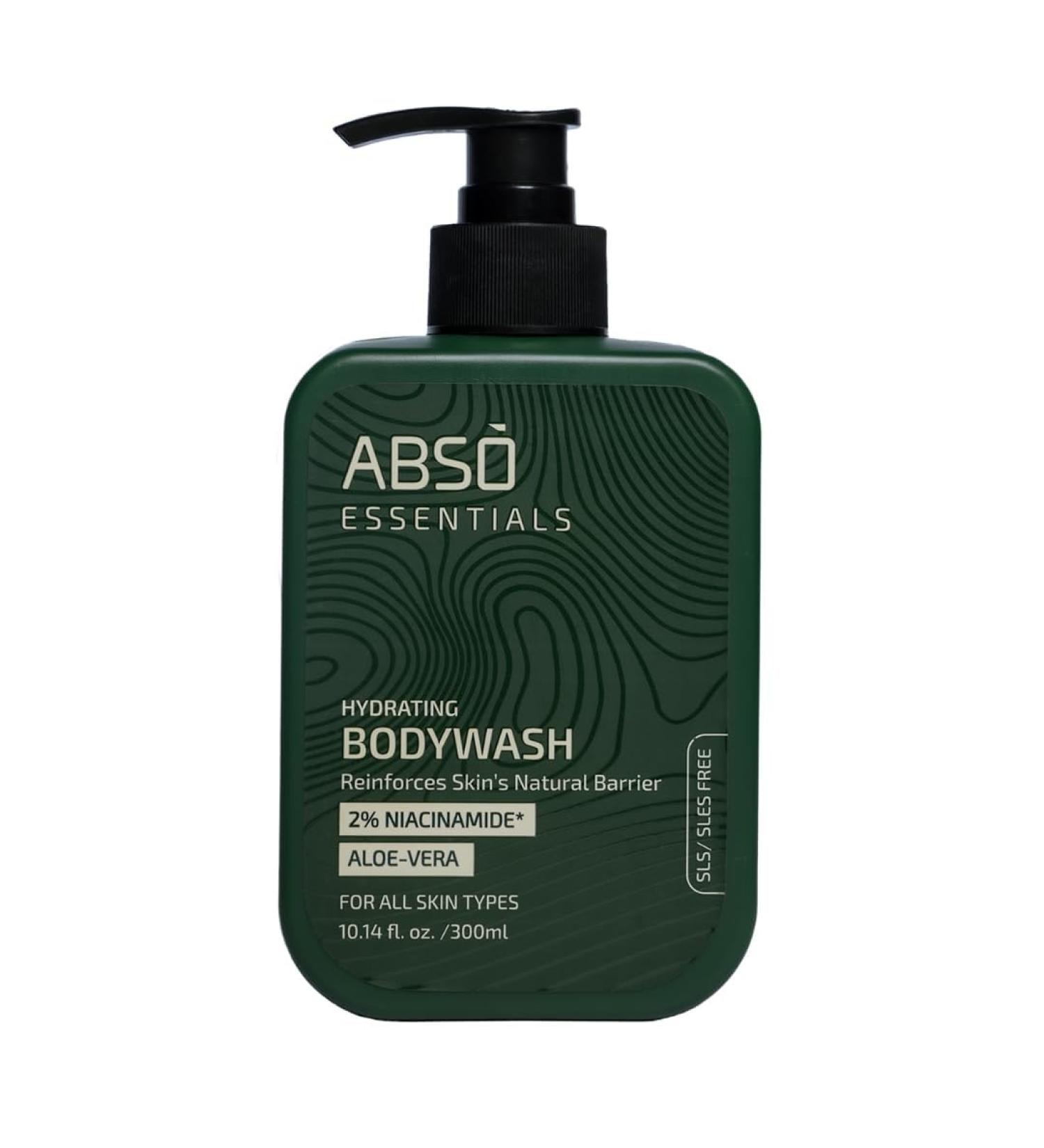 ABSO_ESSENTIALS 2% Niacinamide Hydrating Bodywash With Aloe Vera for Daily Gentle Cleansing Enriched Moisturizing and Reinforcing Skin Barrier| SLS & Paraben Free Dermatologically Tested (300 ML) - Buy Online on GoSupps.com