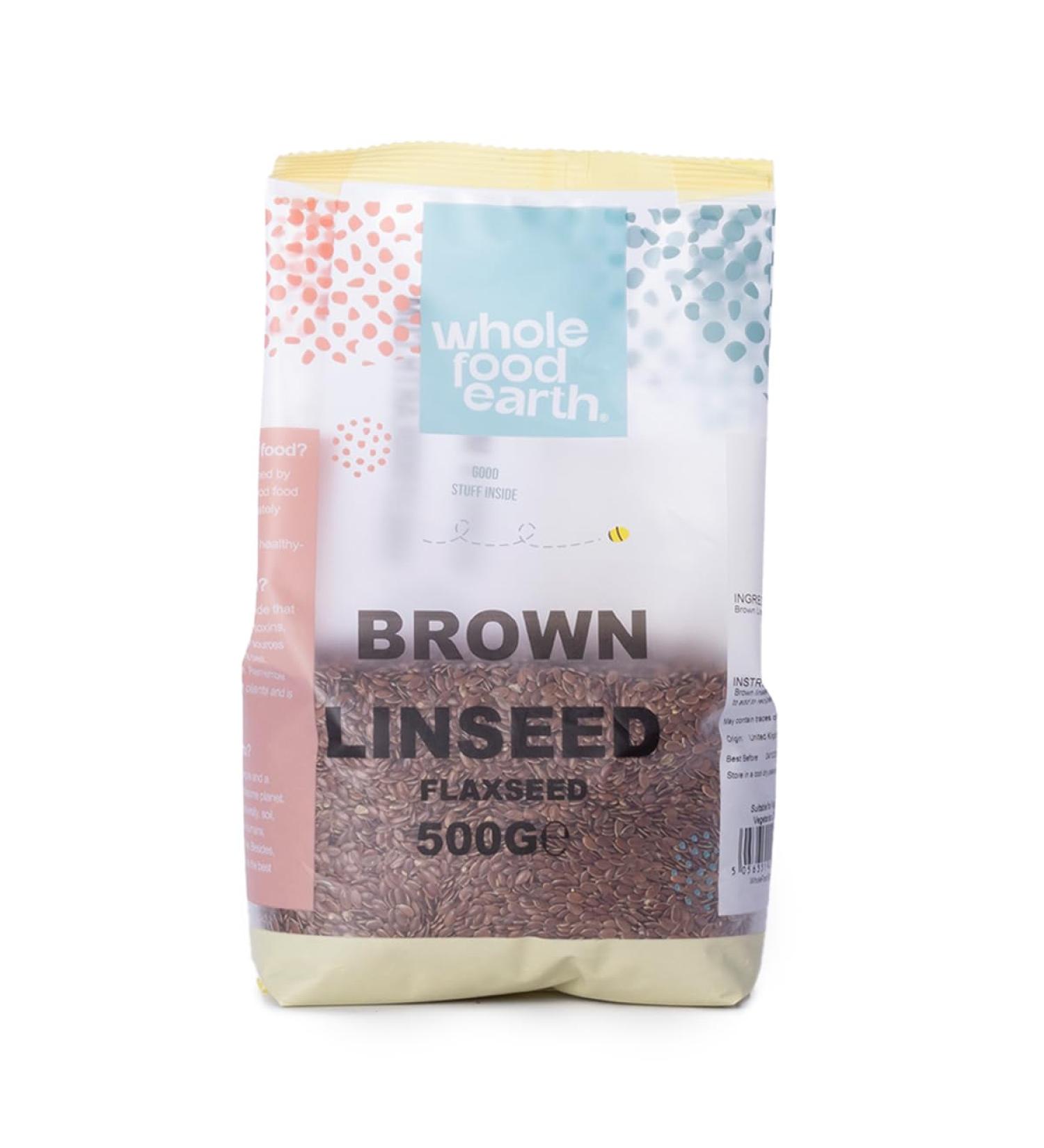 Wholefood Earth Brown Flaxseed 500g Non-GMO Natural High in Fiber Protein Source - Buy Online on GoSupps.com