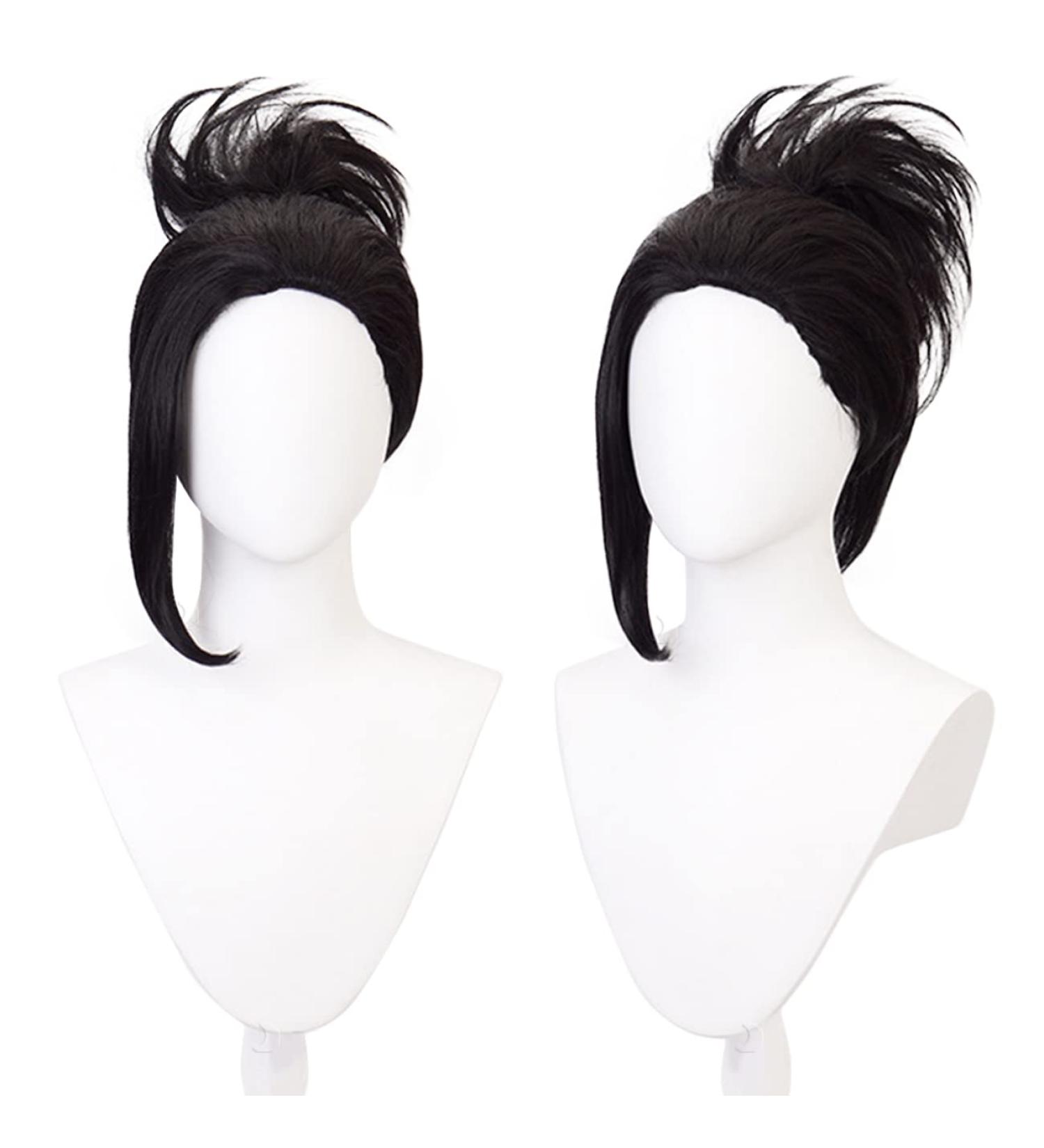 Lwiuentx MHA Cosplay Momo Yaoyorozu Black Wig with Ponytail + Free Wig Cap - International Shipping Available - Buy Online on GoSupps.com
