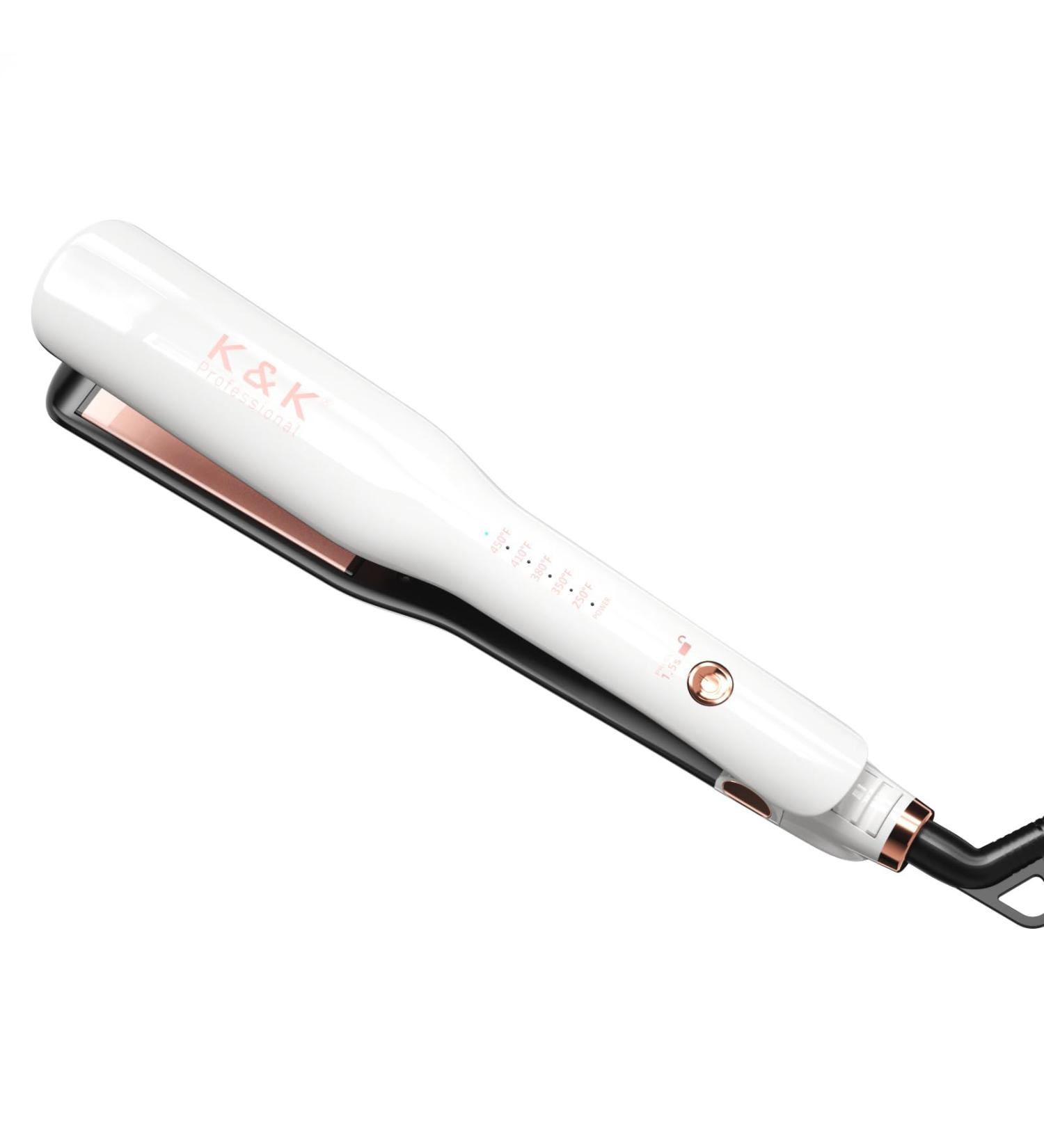 K&K Keratin Therapy Hair Straightener 1.5 Inch Ceramic Tourmaline Flat Iron for Smoother Shinier Hair Professional Styling Tools International Shipping Available - Buy Online on GoSupps.com