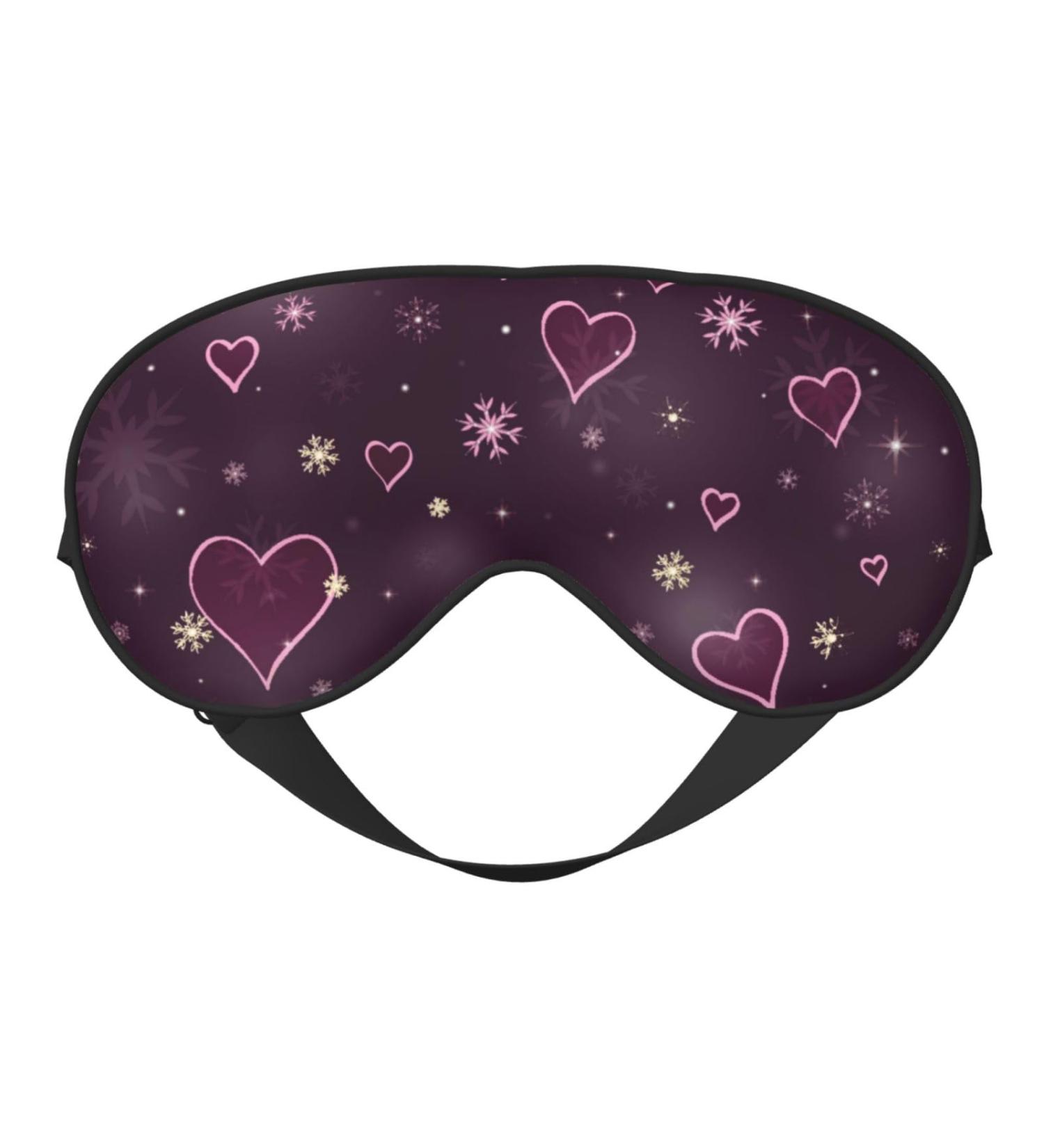 Snowflakes & Hearts Print Sleep Eye Mask - Soft Blindfold with Elastic Strap for Travel & Night Sleeping - Buy Online on GoSupps.com