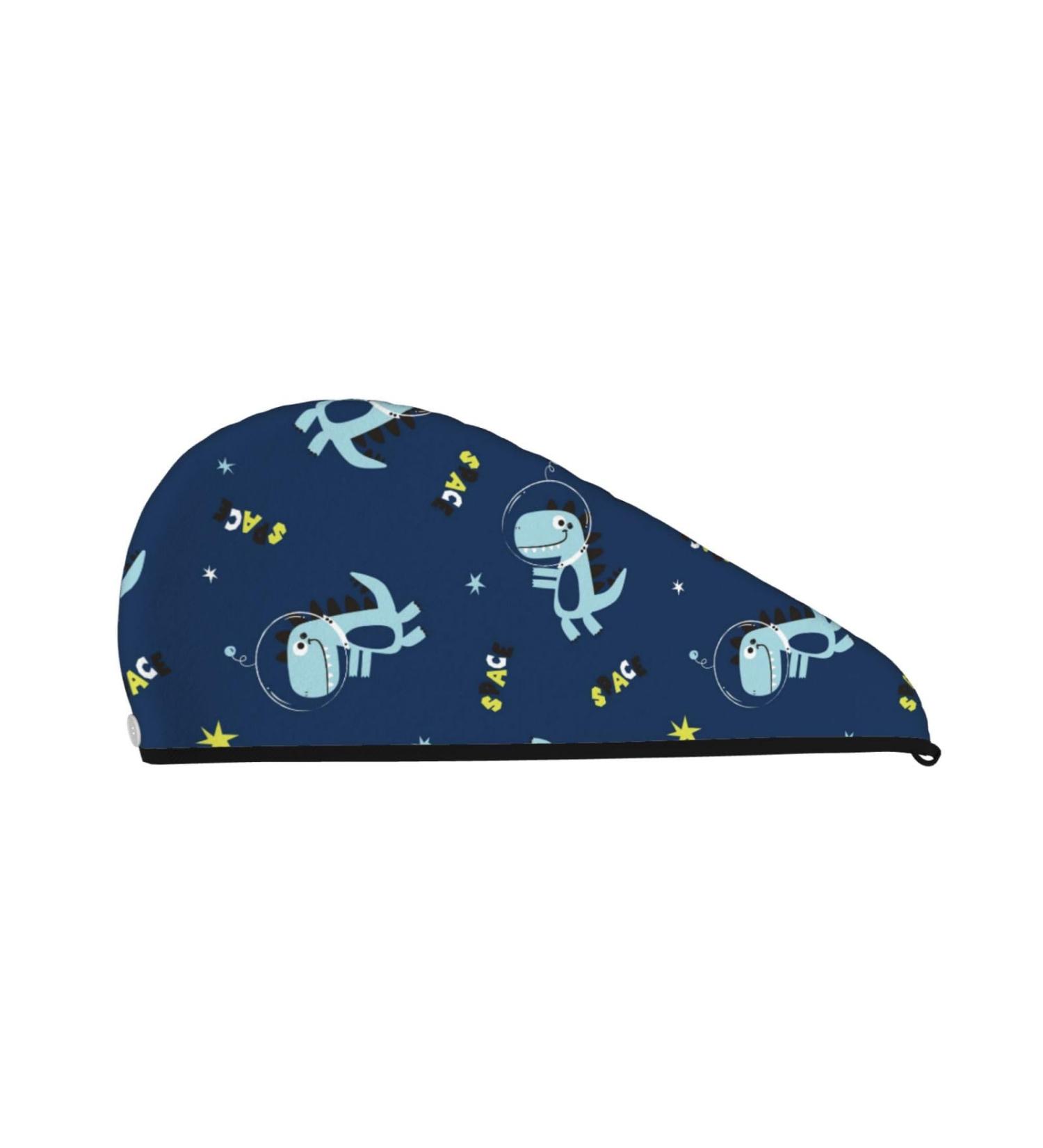 Space Dinosaur Microfiber Hair Towel - Super Absorbent Coral Velvet Wrap for Long Curly & Thick Hair - Quick Dry Hair Cap for Women - Buy Online on GoSupps.com