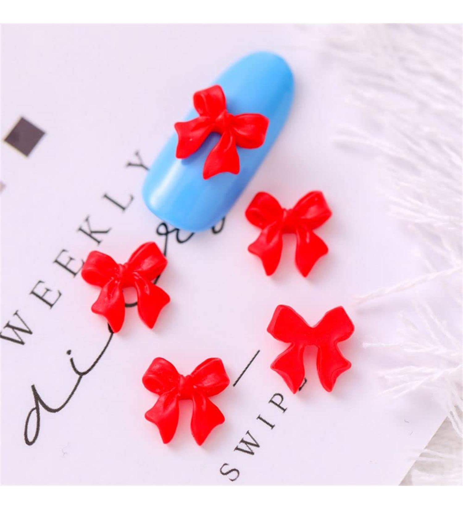 3D Charm 50Pcs Resin Nail Jewelry Ornaments Nail Art Bowknots Manicure Accessories Mini Bow Nail Jewelry Nail Art Decorations Nail Bow Ties(red) - Buy Online on GoSupps.com