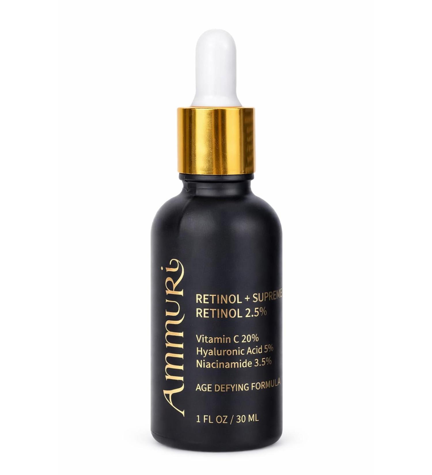 Retinol + Supreme Serum 2.5% Vitamin C 20% Hyaluronic Acid 5% Niacinamide 3.5% Anti-Aging Skin Repair Supercharged Face Serum - Buy Online on GoSupps.com