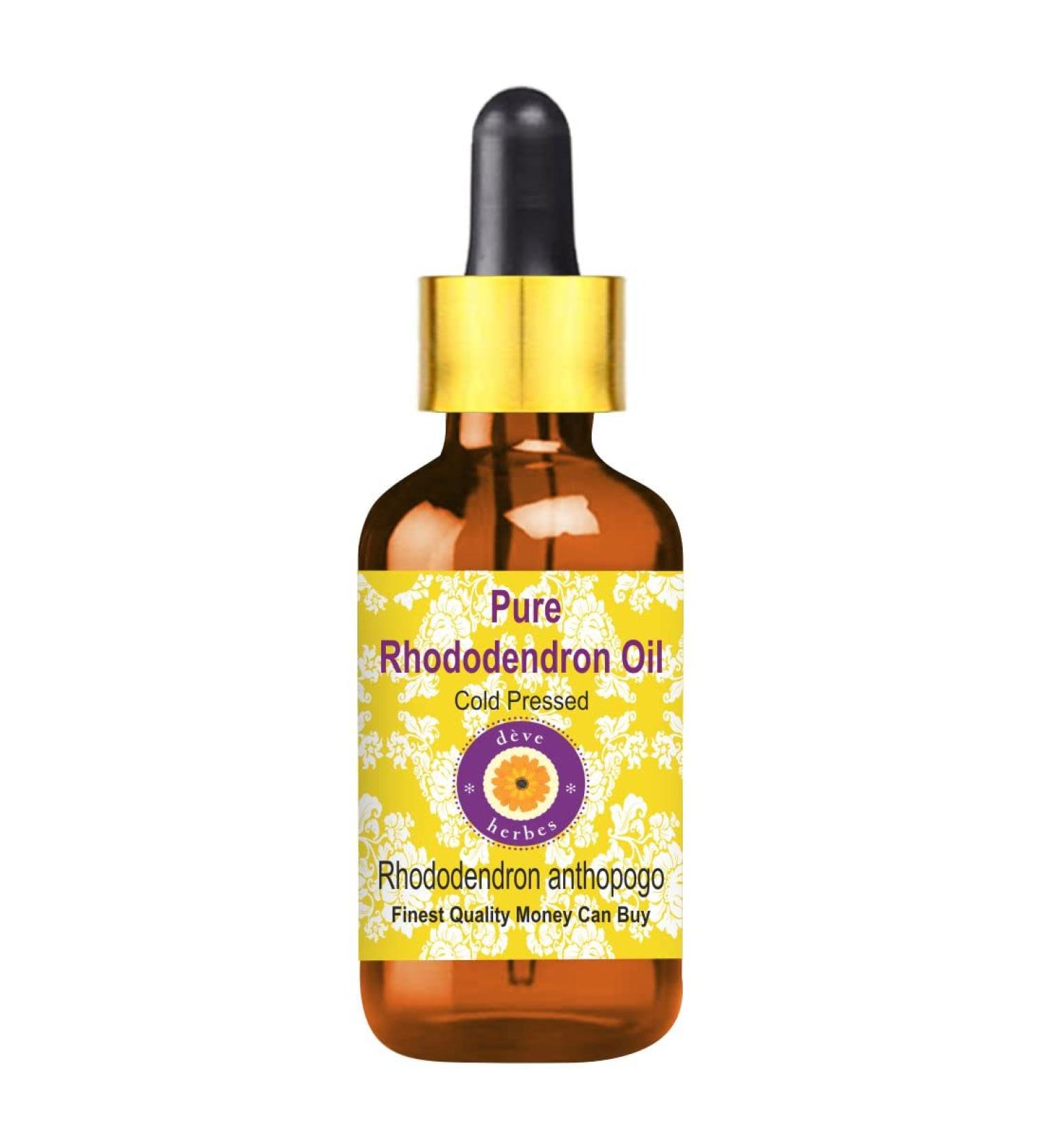 Deve Herbes Pure Rhododendron Oil (Rhododendron anthopogo) with Glass Dropper Cold Pressed 100ml (3.38 oz) - Buy Online on GoSupps.com