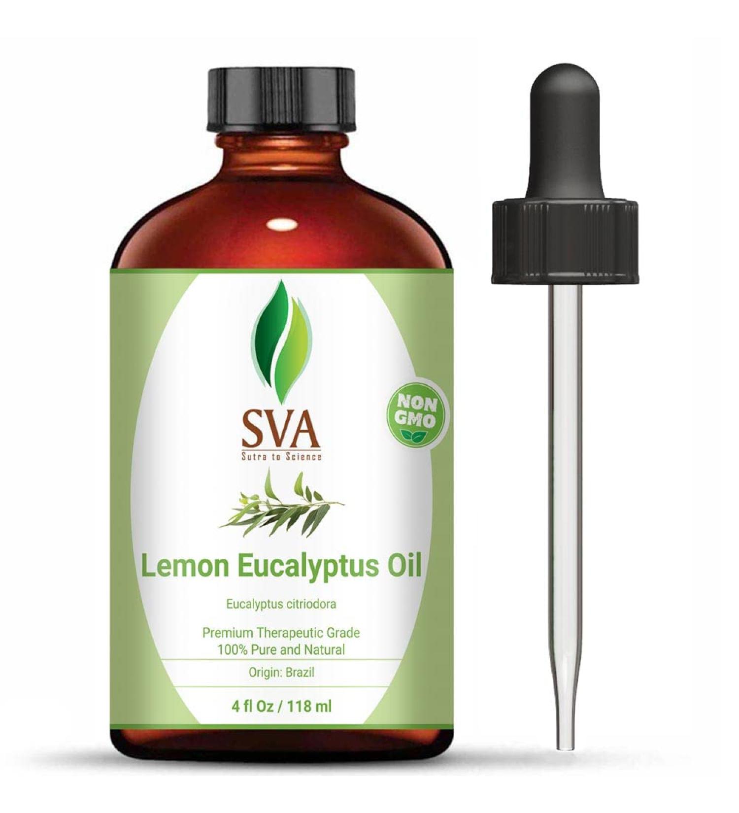 SVA Lemon Eucalyptus Essential Oil 4 Oz - 100% Pure Natural Therapeutic Grade for Radiant Skin, Healthy Hair, Soaps, Candles - Aromatherapy & Diffuser - Buy Online on GoSupps.com