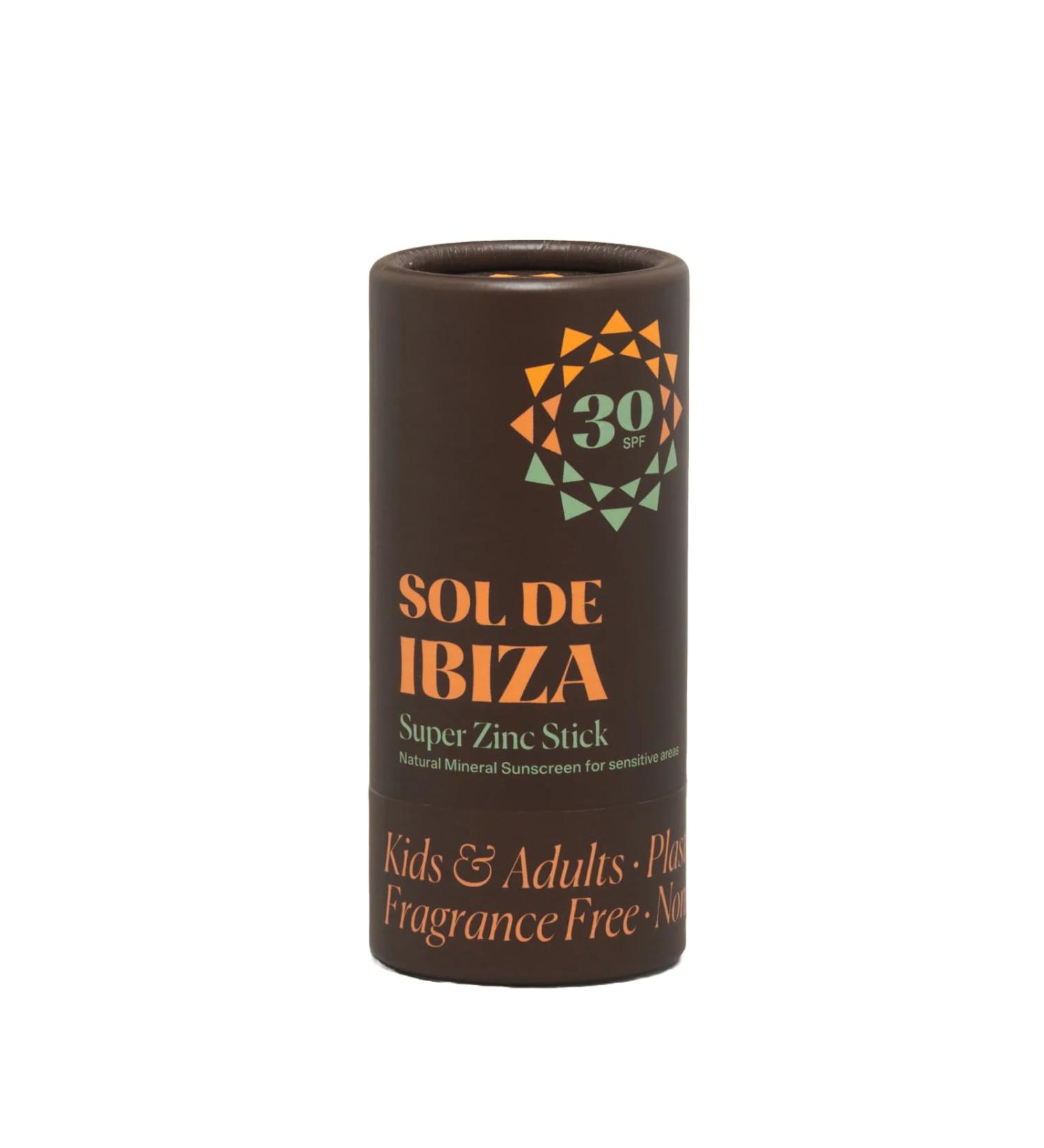  Sol de Ibiza Sol De Ibiza Plastic Free Stick Mineral Sun Protector SPF30 Face and Body Natural Ingredients Zinc Oxide Non Nano Sensitive Areas Vegan Soft Texture Mountain Sports - Buy Online on GoSupps.com