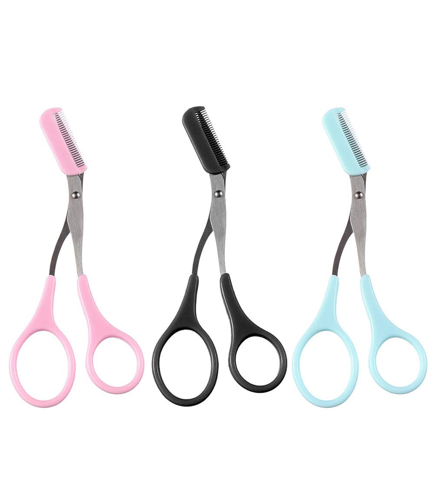 NUOYA Stainless Steel Eyebrow Trimmer Scissors with Comb - Hair Grooming Shaping Tool - Buy Online on GoSupps.com