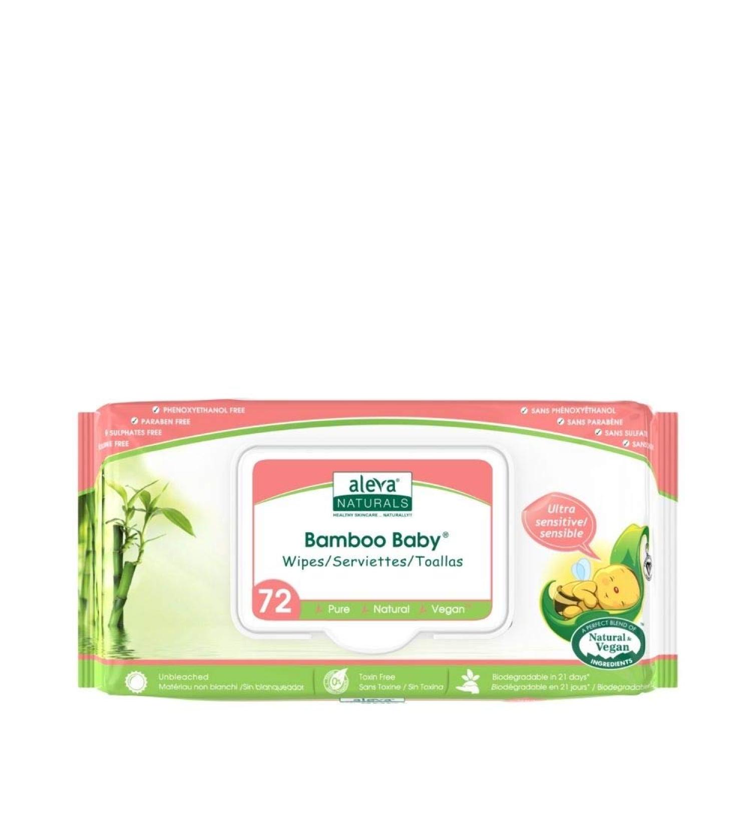 Aleva Naturals Ultra Sensitive Bamboo Baby Wipes - 72 Count (6.7 x 7.9 in) - Buy Online on GoSupps.com