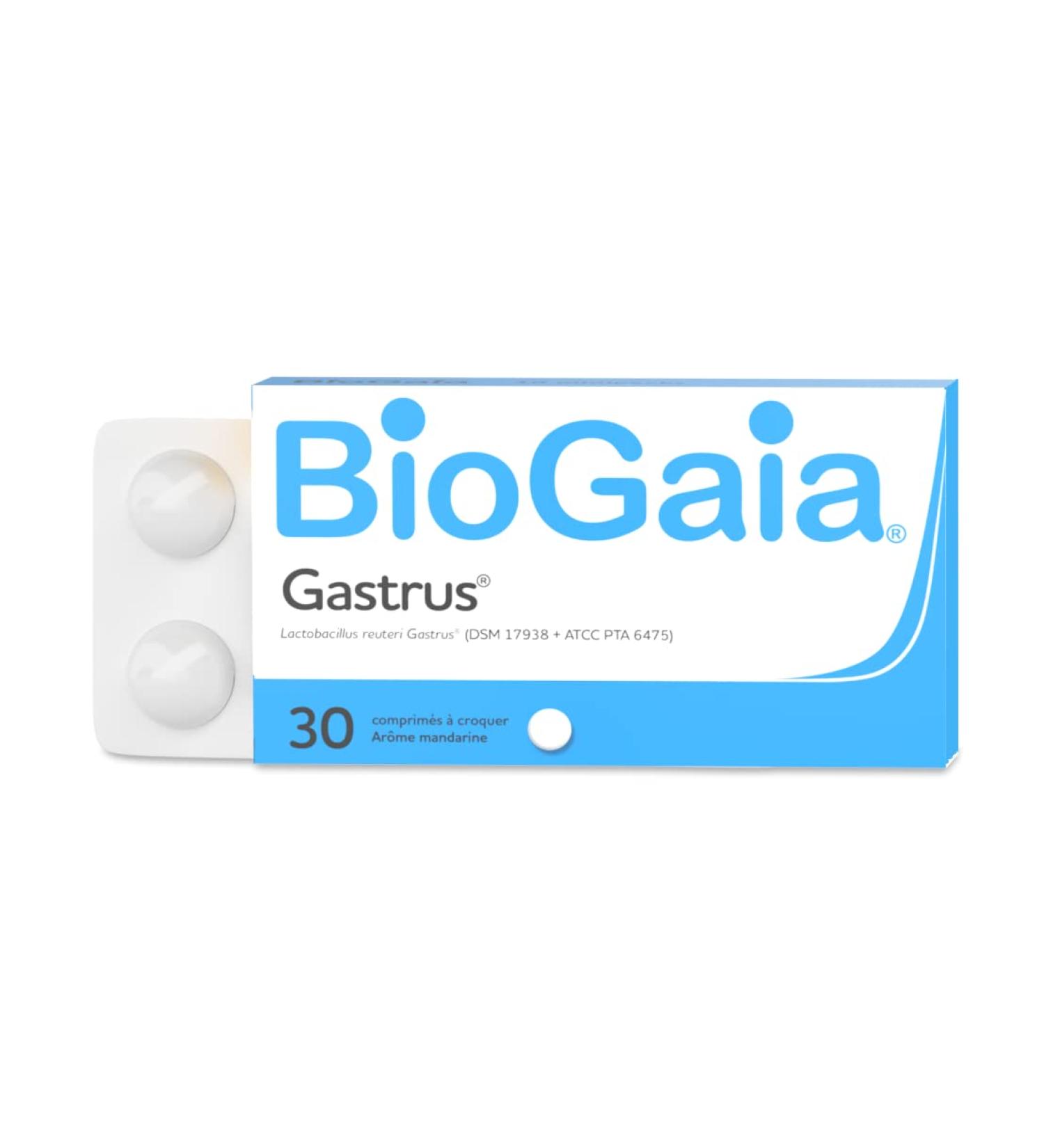 Pediact BIOGAIA GASTRUS L reuteri Gastrus DSM 17938 + ATCC PTA 6475 Box of 30 chewable tablets with mandarin flavor
