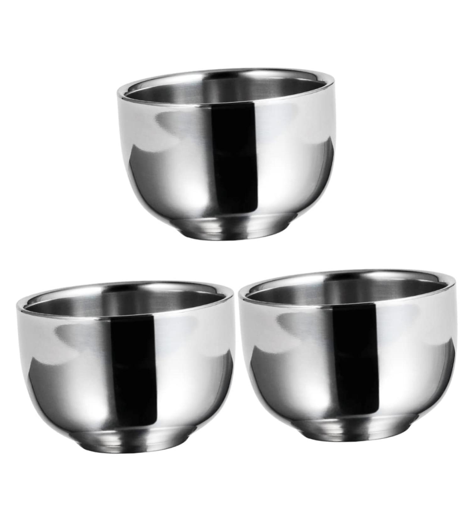 Minkissy 3-Pack Stainless Steel Razor Shells for Shaving Brush & Soap - Durable Metal Shaving Cups (7.3x5cm) - Ideal for Men's Grooming - Buy Online on GoSupps.com