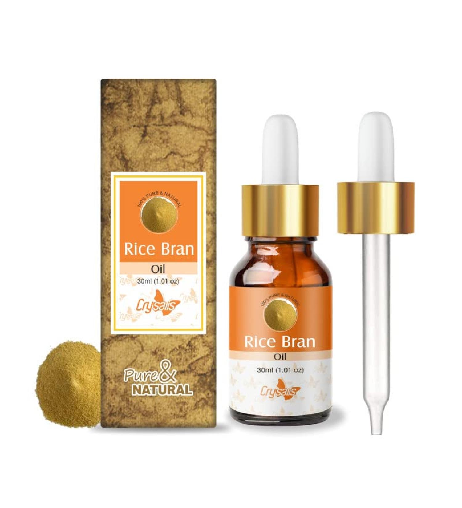 Crysalis Rice Bran (Oryza Sativa L.) Oil | Pure & Natural Undiluted Cold Pressed Carrier Oil - 30ml/1.01fl oz Rice Bran 30 ml (Pack of 1) - Buy Online on GoSupps.com