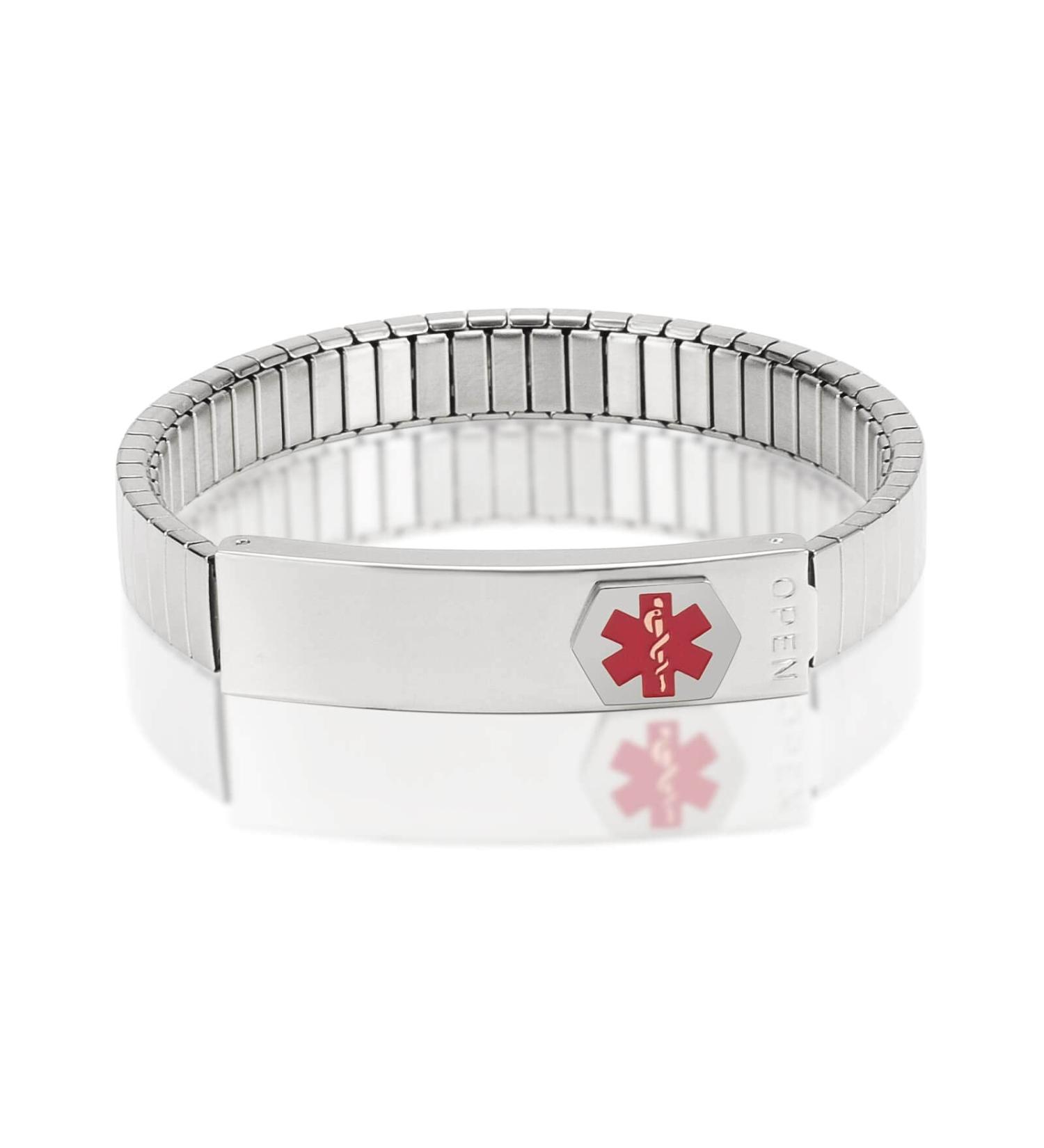 MagVIVACE Women's Medical Alert Bracelet - Personalized Silver Stainless Steel for Diabetes Allergy Epilepsy & Autism | Adjustable & Durable - Buy Online on GoSupps.com
