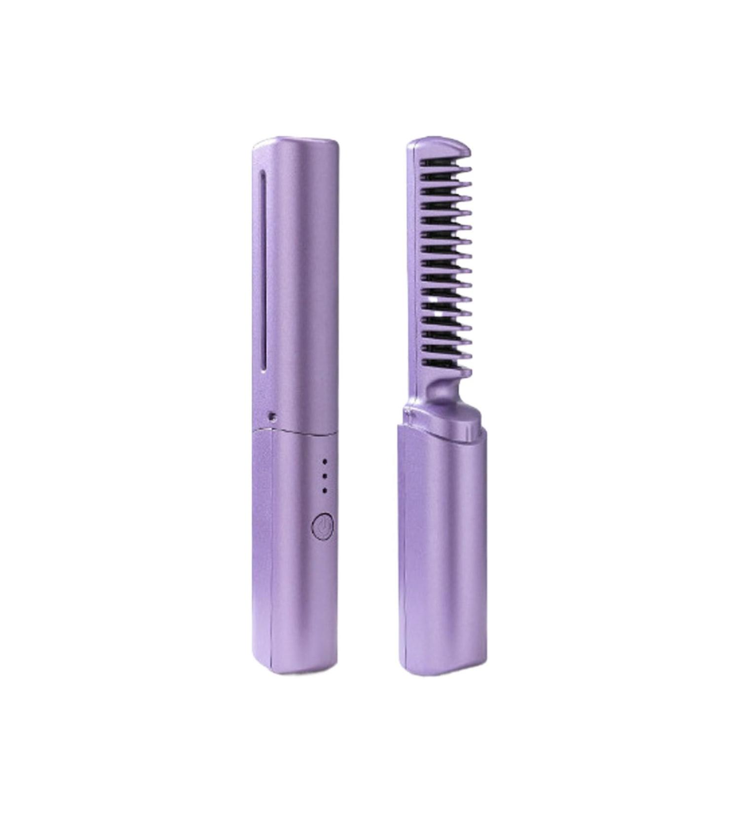YUUAND Wireless Mini Hair Straightener | 2024 Upgraded 2 in 1 Electric Straightening Comb | Portable Anti-Scald Brush (#04 Purple - Buy Online on GoSupps.com