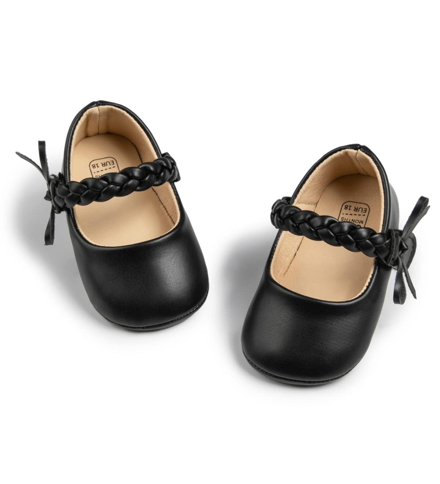 CENCIRILY Baby Girl Mary Jane Shoes | Anti-Slip First Walking Soft Sole Flats | Princess Wedding Dress Shoes for 12-18 Months | Black - Buy Online on GoSupps.com