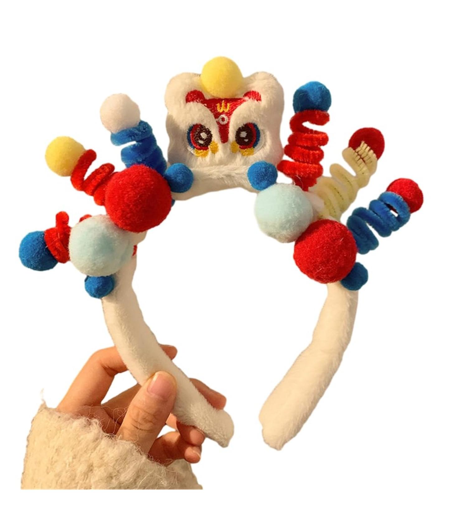 xbiez 3D Plush Animal Doll Headband for Women Girls Hair Accessories Colorful Twisted Rods Cartoon Hair Hoop Makeup Headdress White tiger - Buy Online on GoSupps.com