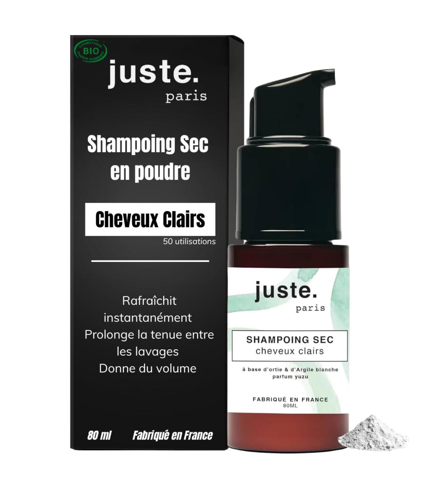  JUSTE PARIS Organic Dry Shampoo Powder - For Dark Hair - 80 ml - Absorbs Oil Restores Volume and Softness - Yuzu Scent - Aeration Free - Buy Online on GoSupps.com