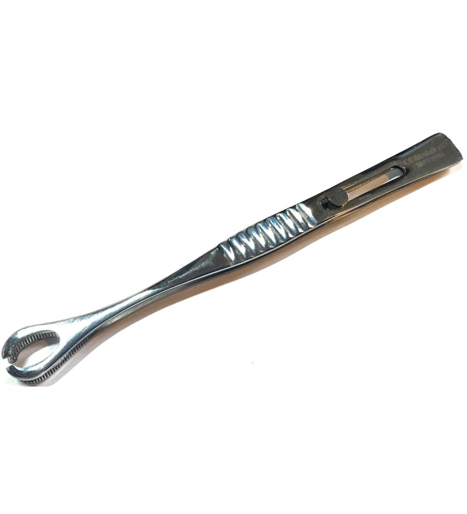 Tweezers Large Oval Clamps with Slots & Slide Locking Button Body Piercing Tools