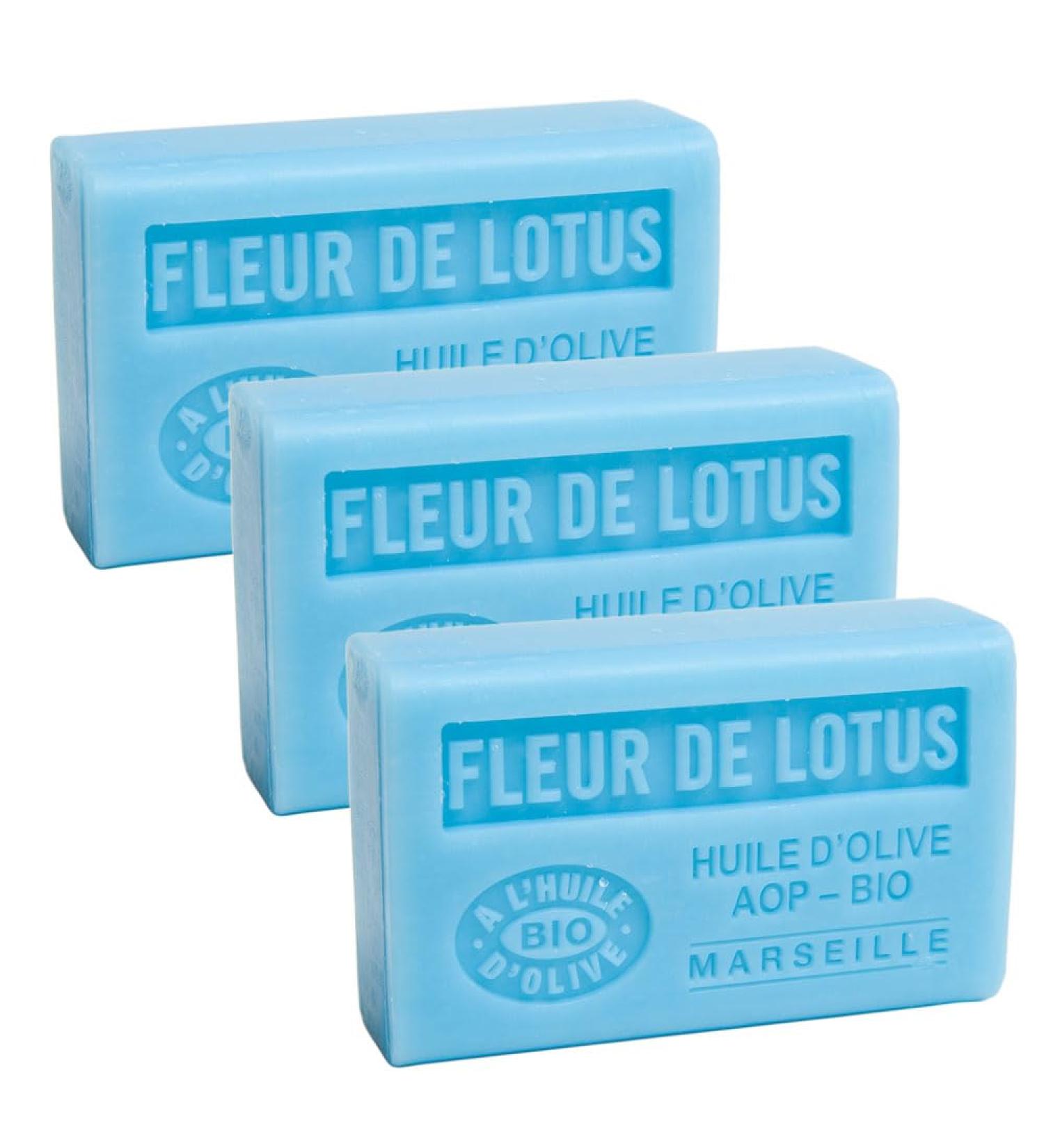 Buy Savon de Marseille - Organic Olive Oil & Shea Butter Soap - Lotus Flower Fragrance - Set of 3 125g Bars - International Shipping - Buy Online on GoSupps.com