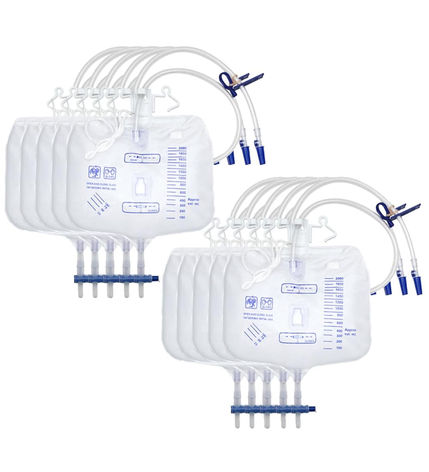 Urine Drainage Bags 2000ml Capacity Leg Bag Urine Collection Bag with Tubing Anti-Reflux Valve (10Pcs) - Buy Online on GoSupps.com
