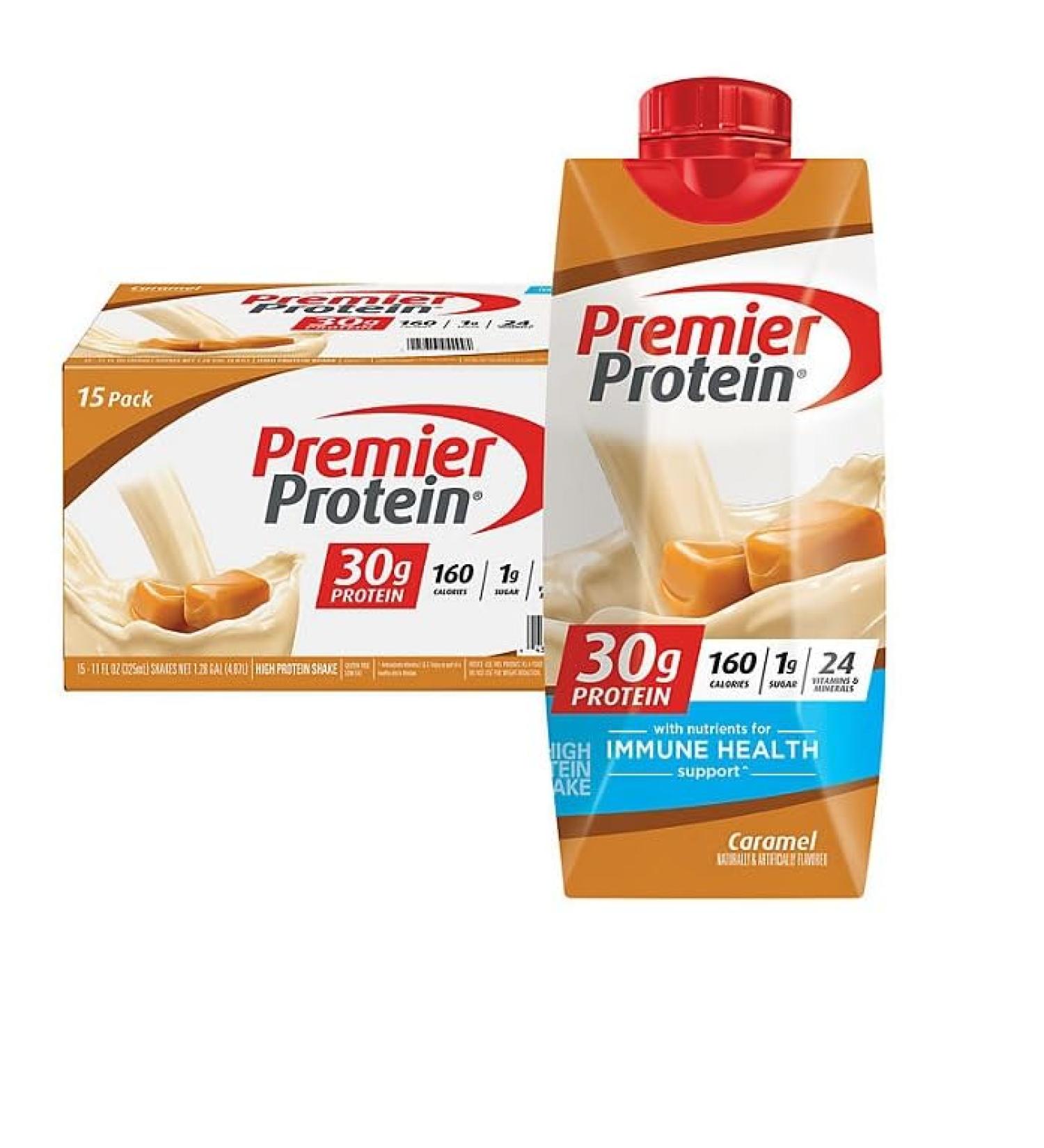 Premier Protein Premier Caramel High Protein Shake 11 Fl Oz (Pack of 15) - Buy Online on GoSupps.com