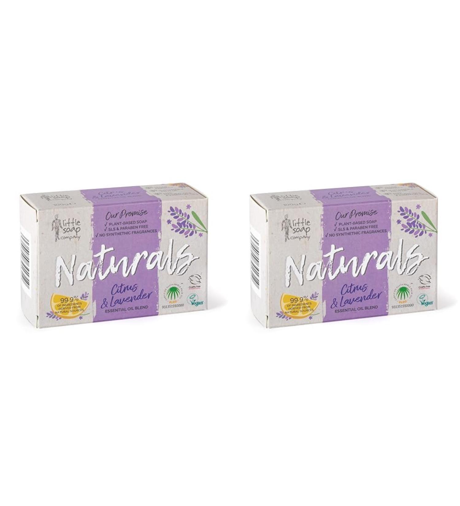 Little Soap Company Naturals Range - Bar Soap | Vegan Cruelty Free No SLS or Parabens Refreshing Cleansing Soap bars Natural Eco Friendly Body & Hand Soap 100g (Citrus & Lavender) (Pack of 2) Citrus & Lavender 100 g (Pack of 2) - Buy Online on GoSupps.com