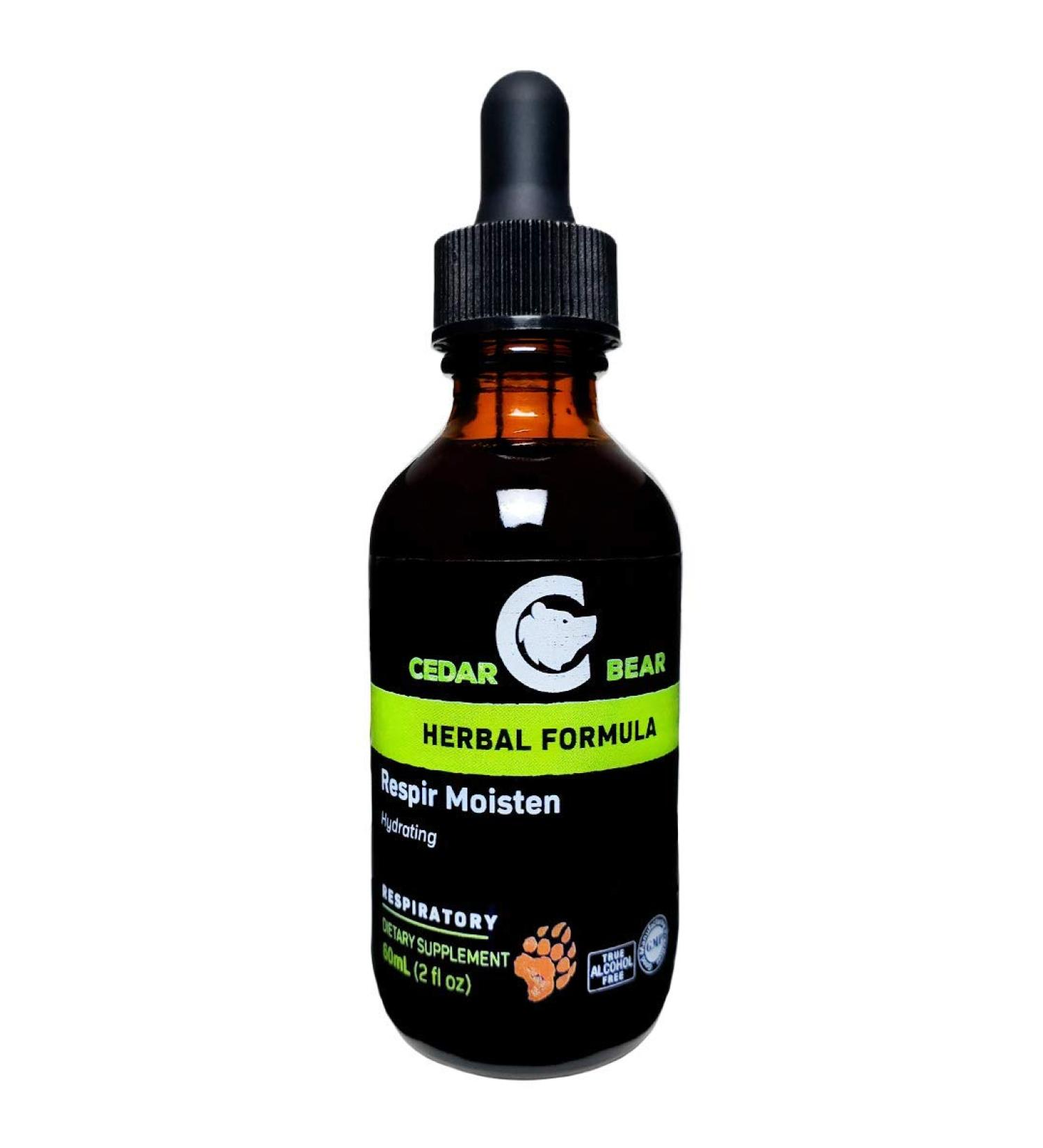 Cedar Bear Respir Moisten a Liquid Herbal Supplement That Moisturizes and Soothes Irritated Respiratory Tissues and Relieves Occasional Dry Coughs 2 Fl Oz 2 Fl Oz (Pack of 1) - Buy Online on GoSupps.com