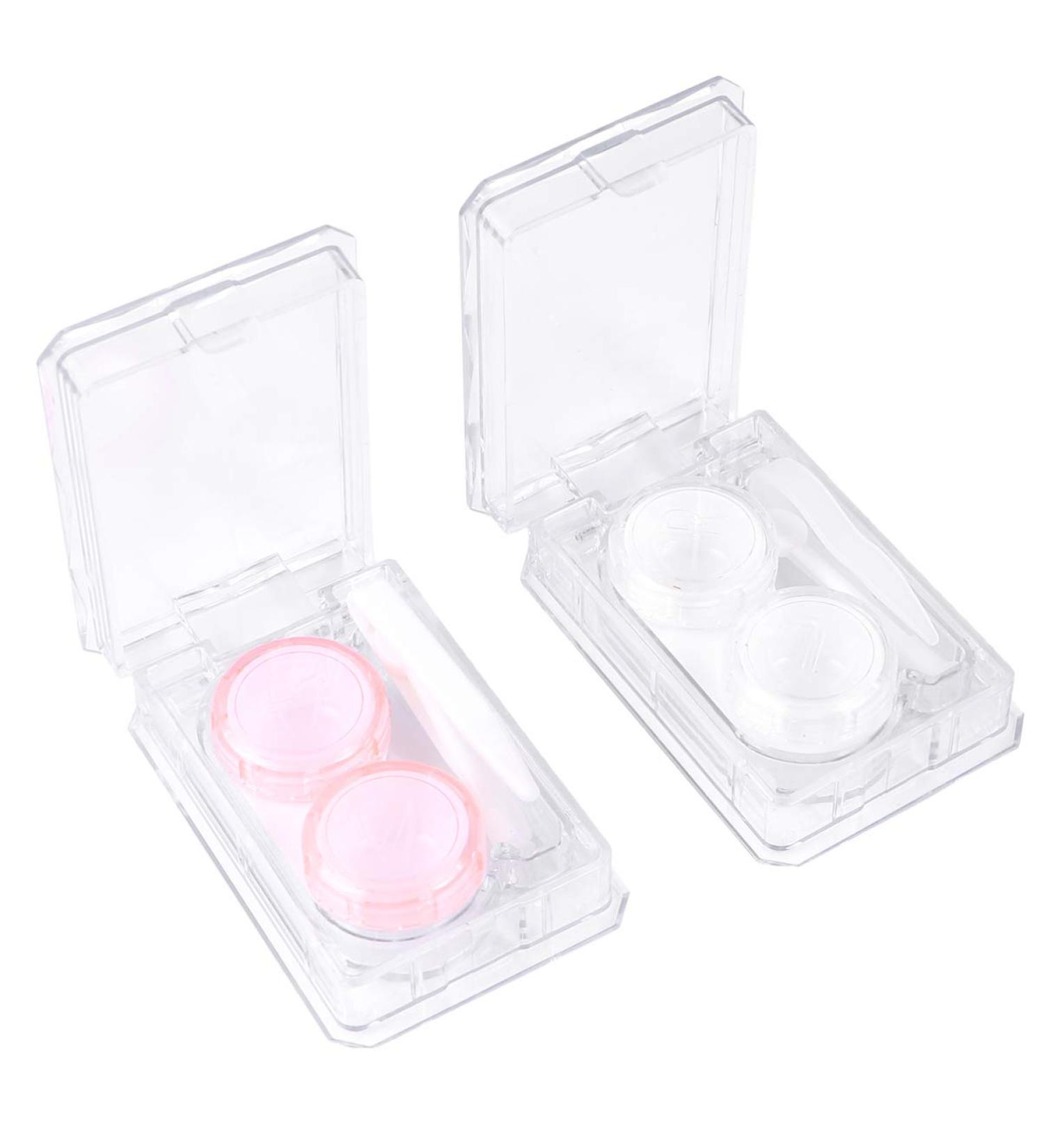 Milisten Travel Contact Lens Kit Case - 2 Pack with Tweezers & Solution Bottle for Women & Girls - White & Pink - Perfect for International Shipping - Buy Online on GoSupps.com