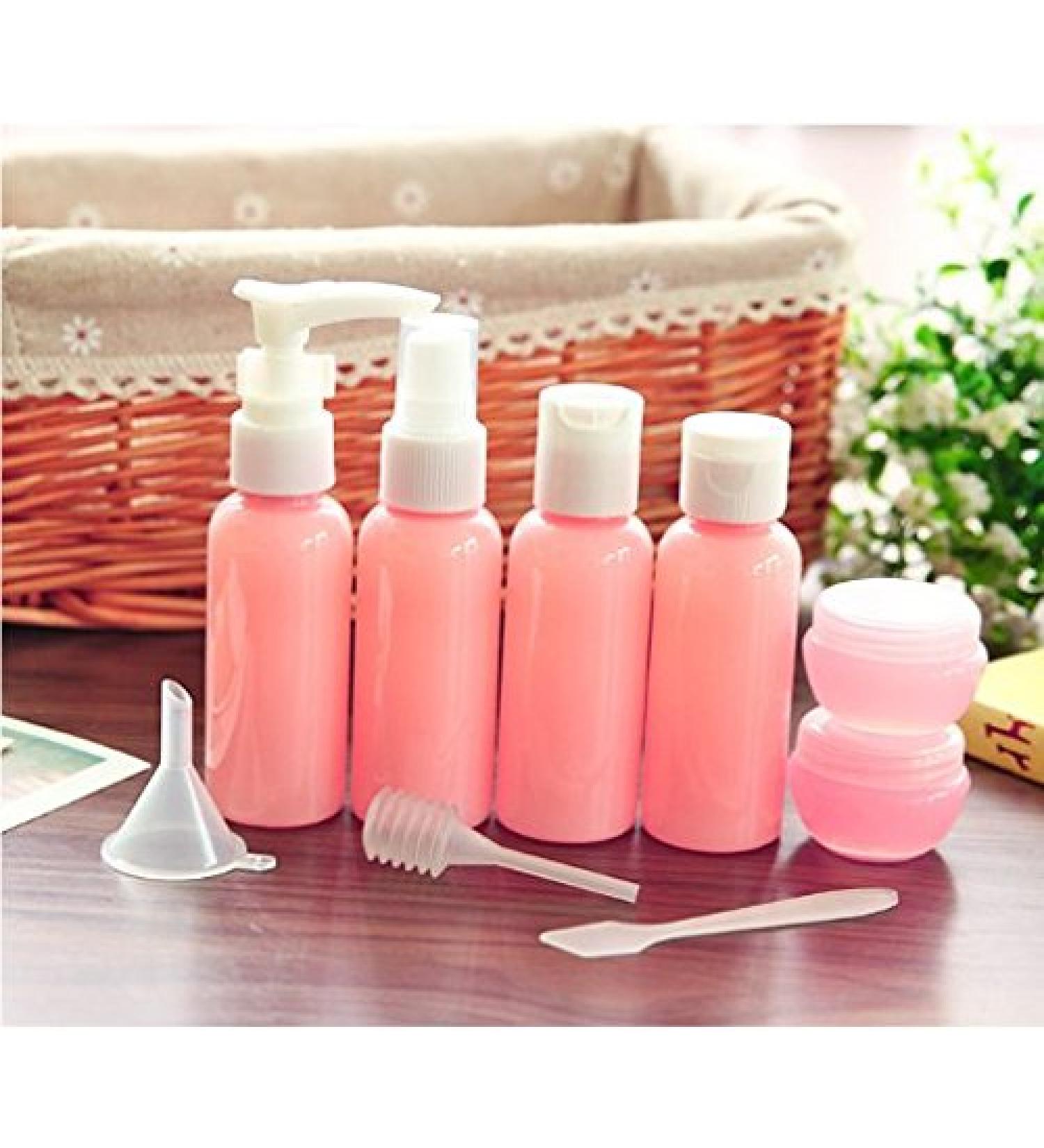 WOIWO 9-Piece Travel Kit - Plastic Spray Bottles Lotion Shampoo & Cosmetic Containers for International Shipping - Buy Online on GoSupps.com