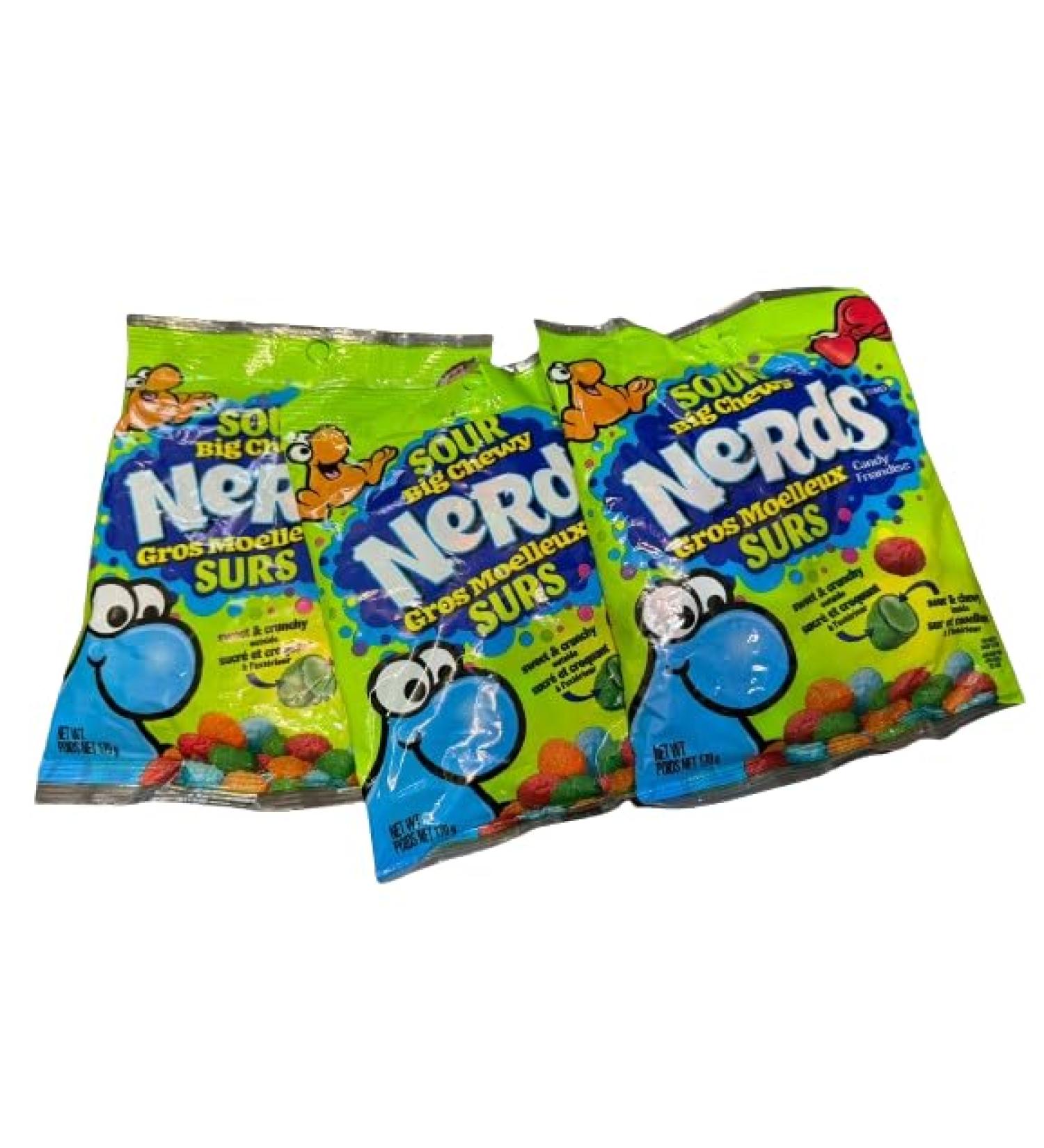 Green Nerds Sour Big Chewy Candy - 170g Pack of 3 | Sweet & Tangy Flavors | Perfect for Snacking & Sharing - Buy Online on GoSupps.com