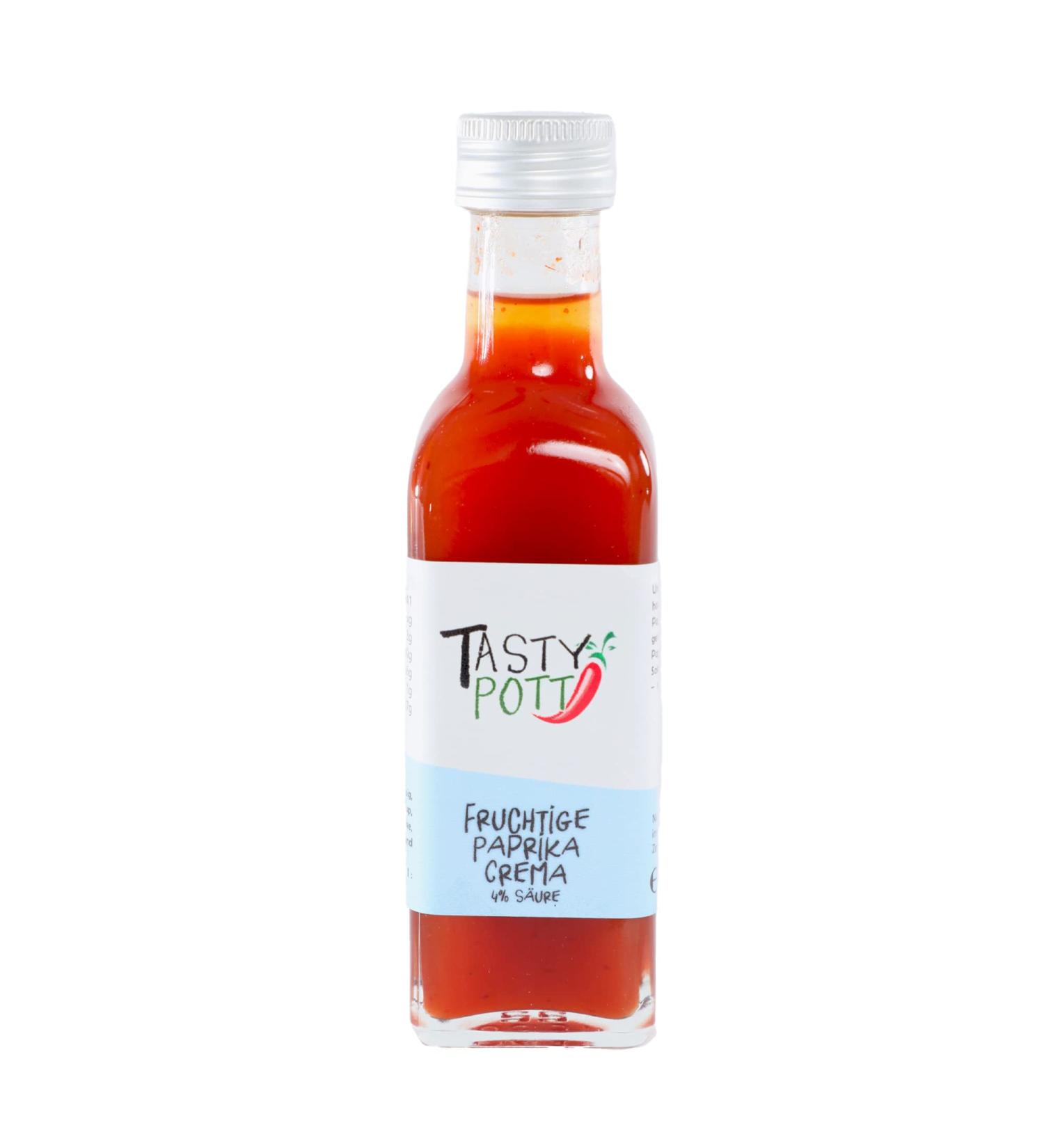 Tasty Pott Crema I Different Varieties I Fruity I Vinegar I Salad Cream I Light Acid I Marinade I Dessert I Sweet Date I Peppers I In Glass (Fruity Pepper Cream 4%) - Buy Online on GoSupps.com