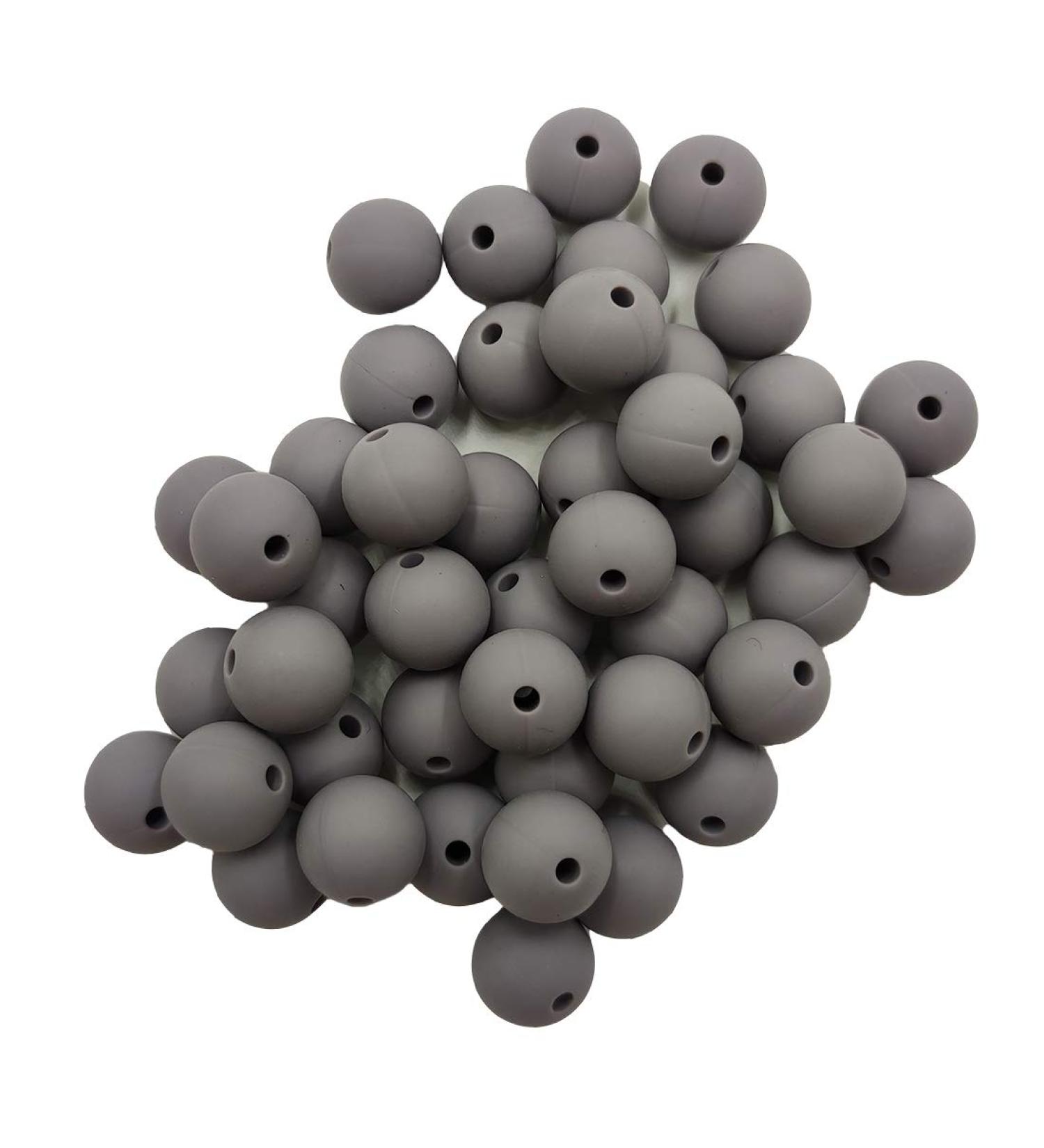 50pcs Light Gray 15mm Silicone Round Beads for DIY Jewelry Making - Sensory Pearl Bead Bulk for Mom Necklace Decoration - Buy Online on GoSupps.com