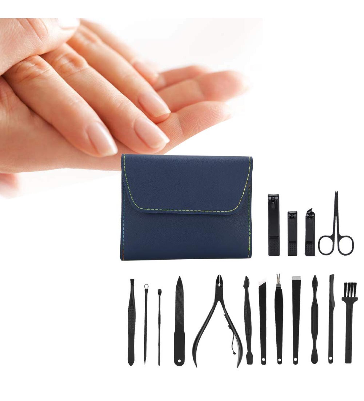 Ear Pick Nail Clipper Multiple Choice for Home Salon Shop (16-piece nail clipper set-dark blue) - Buy Online on GoSupps.com