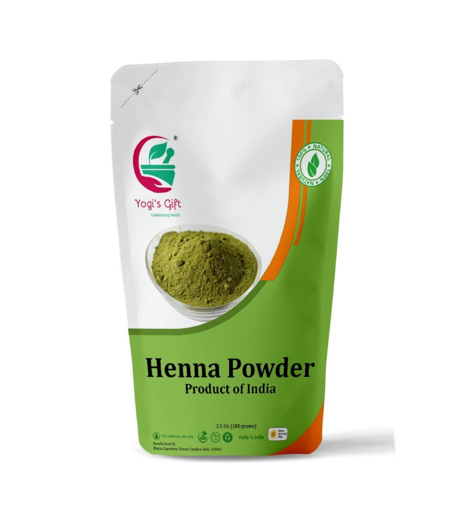 Yogi s Gift Organic Henna Powder | 100% Natural Henna hair dye | Lawsonia Inermis | 100 gm (3.5 Oz) | No artificial coloring Henna 100g - Buy Online on GoSupps.com