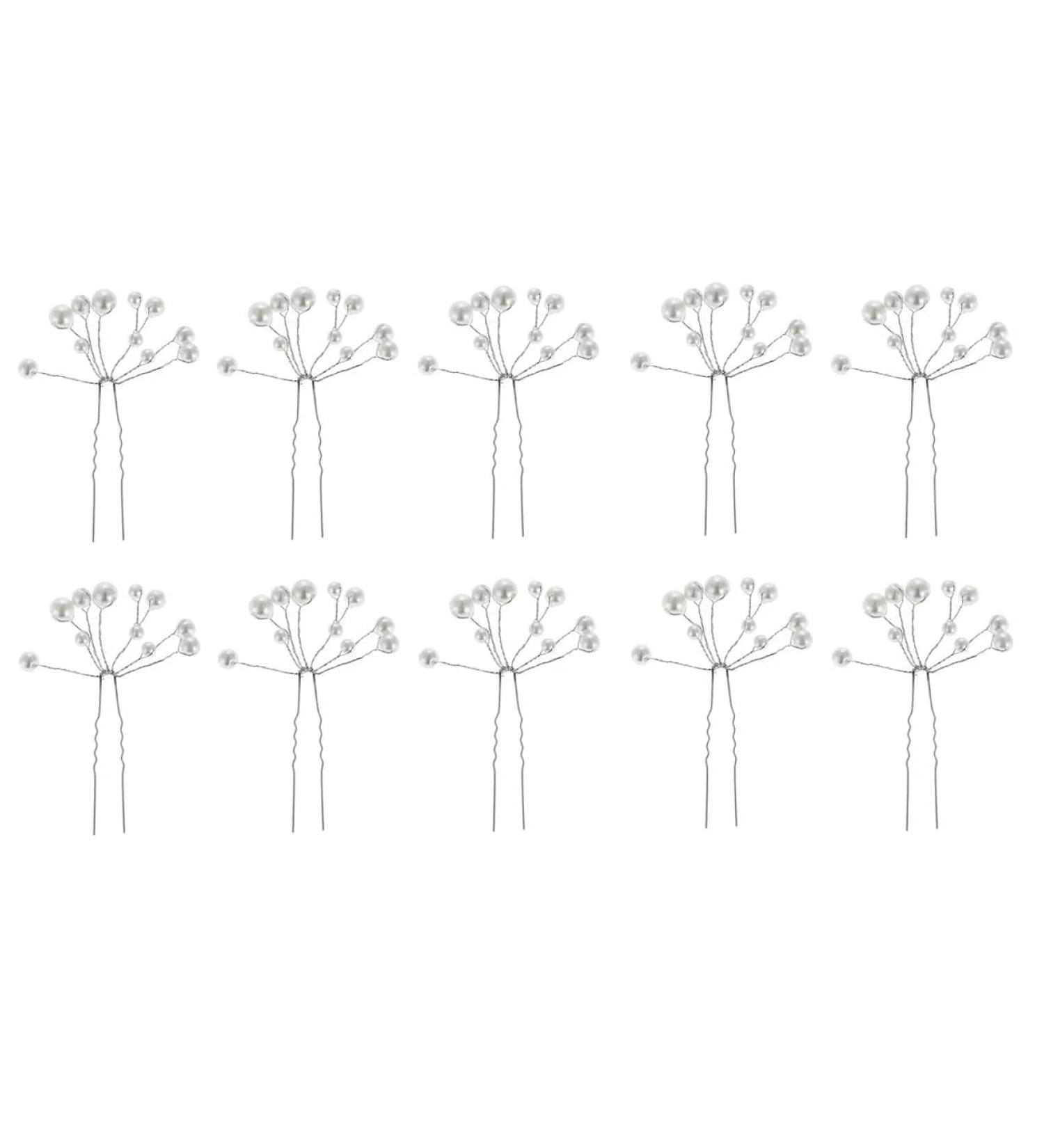 10 Pack Bridal Pearl Hair Pins - Wedding Party Headpiece Accessories for Bride & Bridesmaid - Set of 10 - Buy Online on GoSupps.com