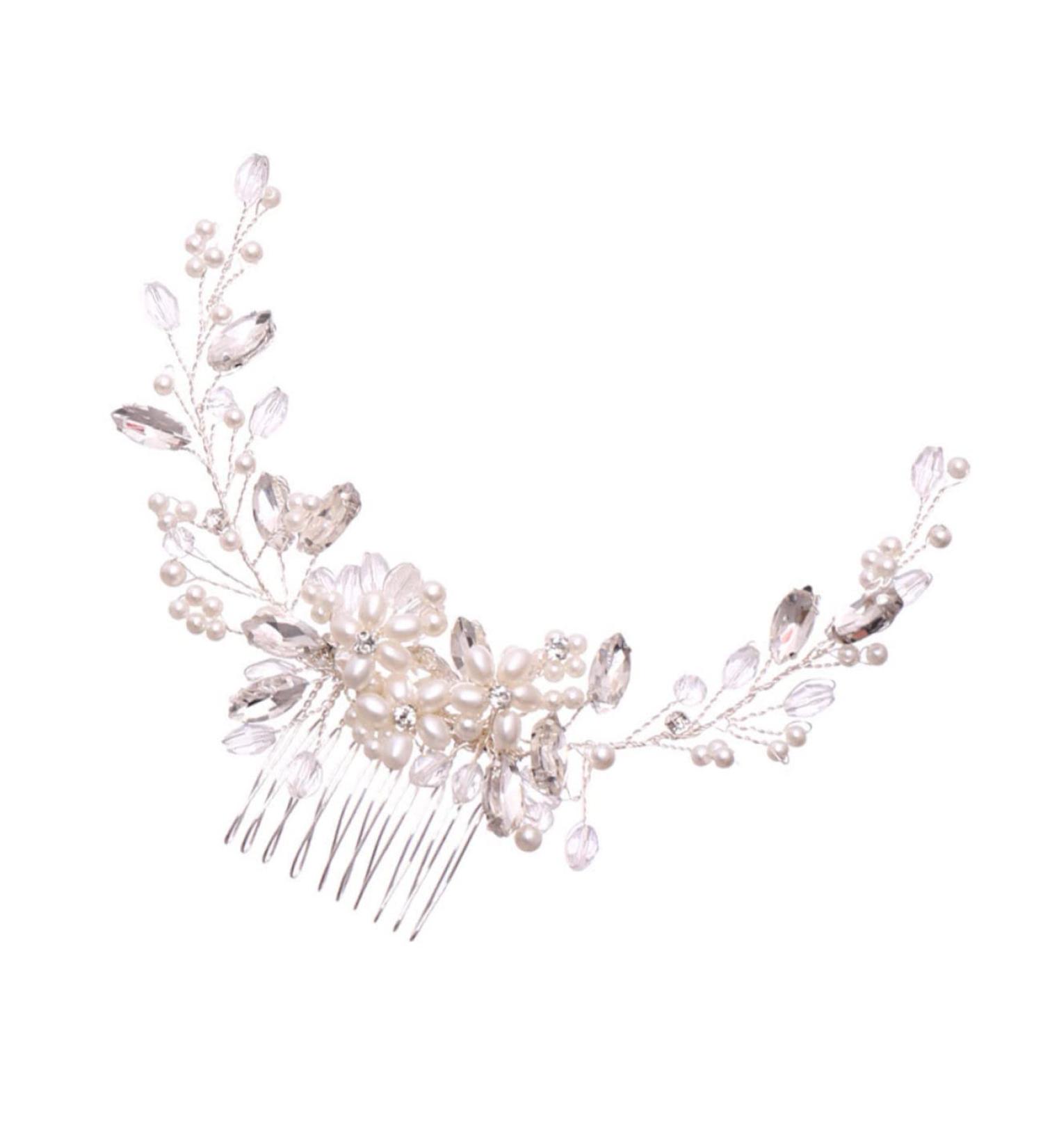 Didiseaon Pearl Comb Rose Gold Pearl Bridal Side Comb Bridal Headpiece Rhinestone Hair Clip Pearl Hair Pin Comb Bridal Headdress Hair Accessories Bride Rhinestones White - Buy Online on GoSupps.com