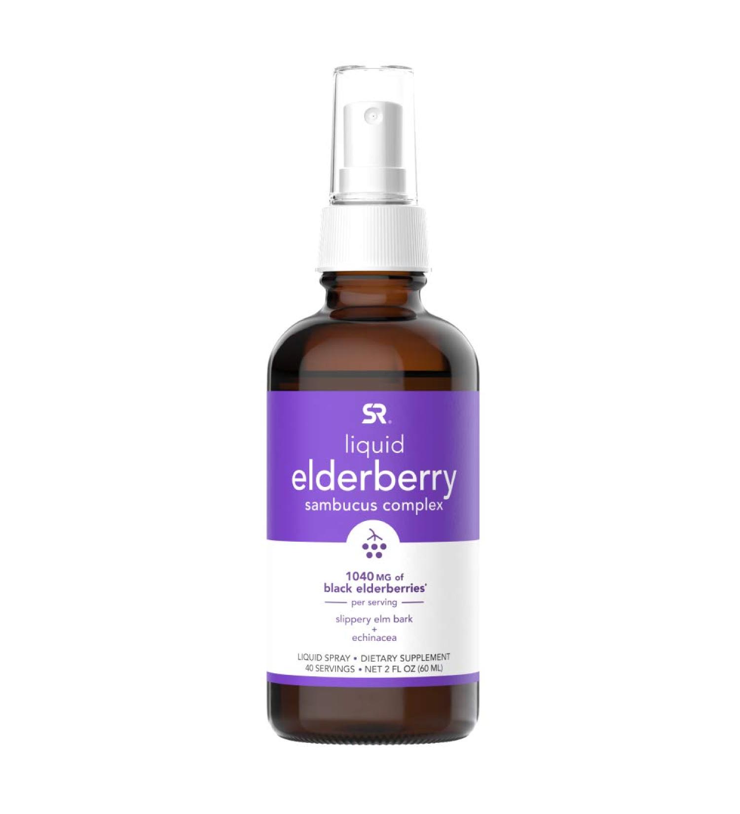 Sports Research Liquid Elderberry Sambucus Complex Spray - 1040 mg, 2 fl oz (60 ml) - Boost Immunity & Wellness - Buy Online on GoSupps.com
